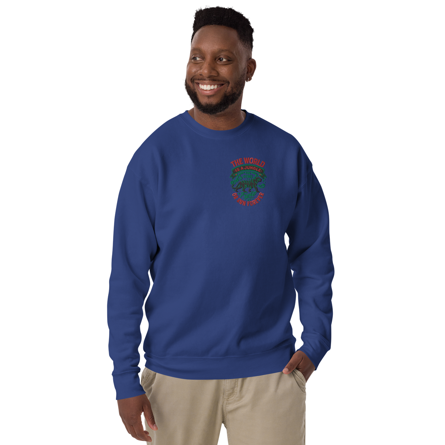 World Is A Jungle - BYRD OF THE 7SEAS GODS APPAREL - TIGER EDITION - ENBYRD - God/Men Embroidery Unisex Premium Sweatshirt