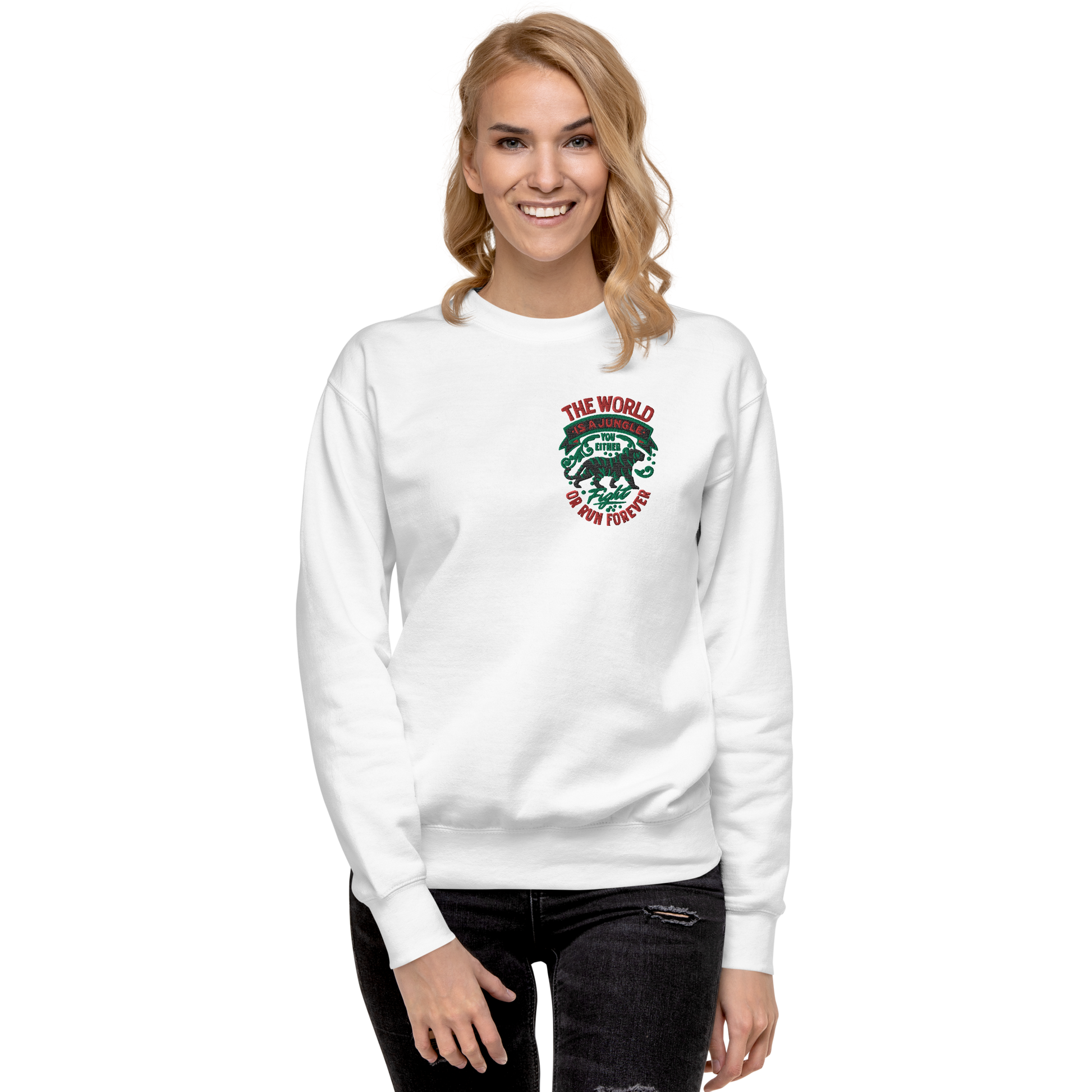 World Is A Jungle - BYRD OF THE 7SEAS GODS APPAREL - ENBYRD EDITION - Goddess/Women Embroidery Unisex Premium Sweatshirt