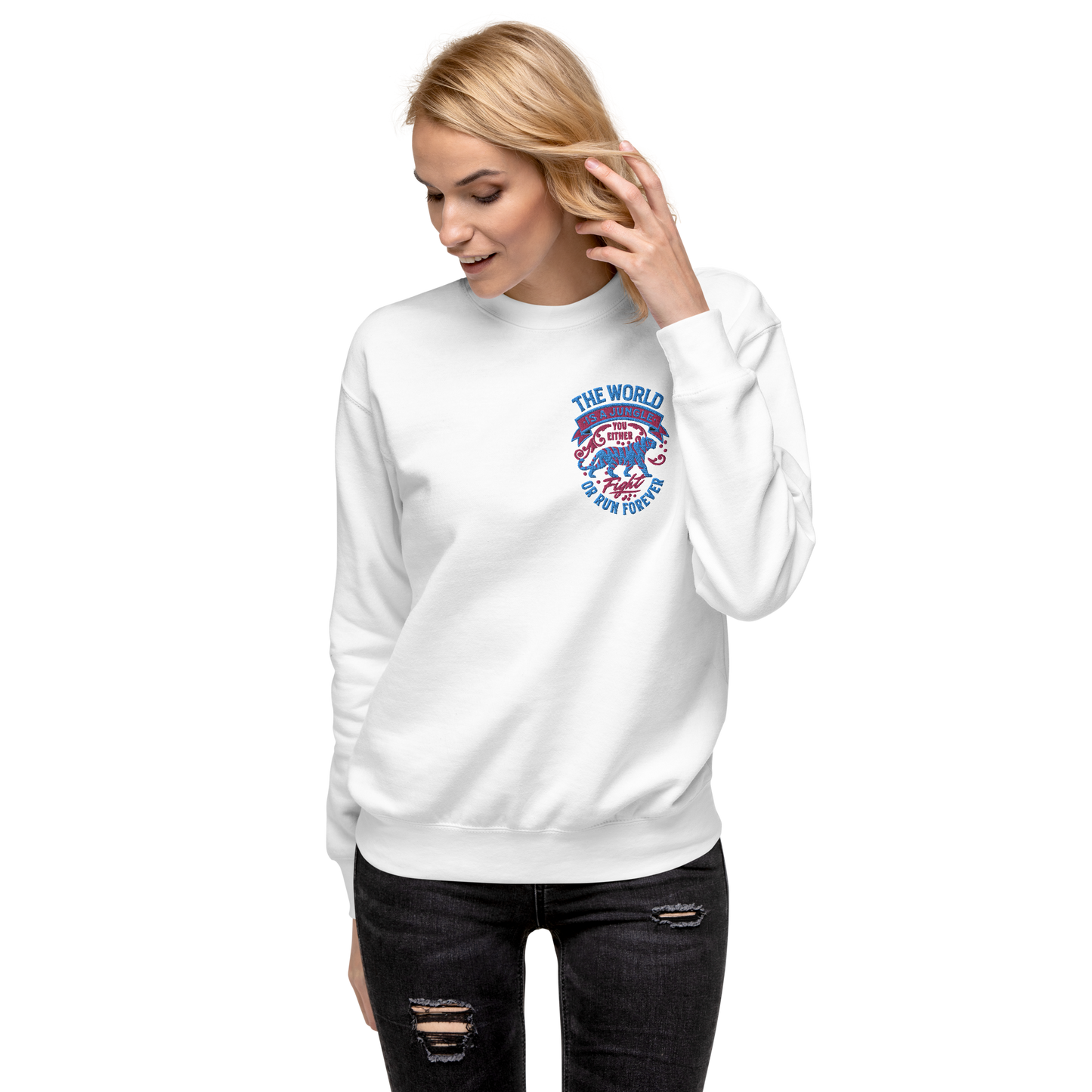 World Is A Jungle - BYRD OF THE 7SEAS GODS APPAREL - TIGER EDITION - YEMAYA - Goddess/Women Embroidery Unisex Premium Sweatshirt