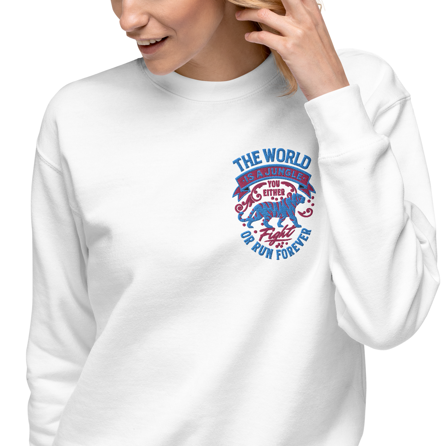 World Is A Jungle - BYRD OF THE 7SEAS GODS APPAREL - TIGER EDITION - YEMAYA - Goddess/Women Embroidery Unisex Premium Sweatshirt