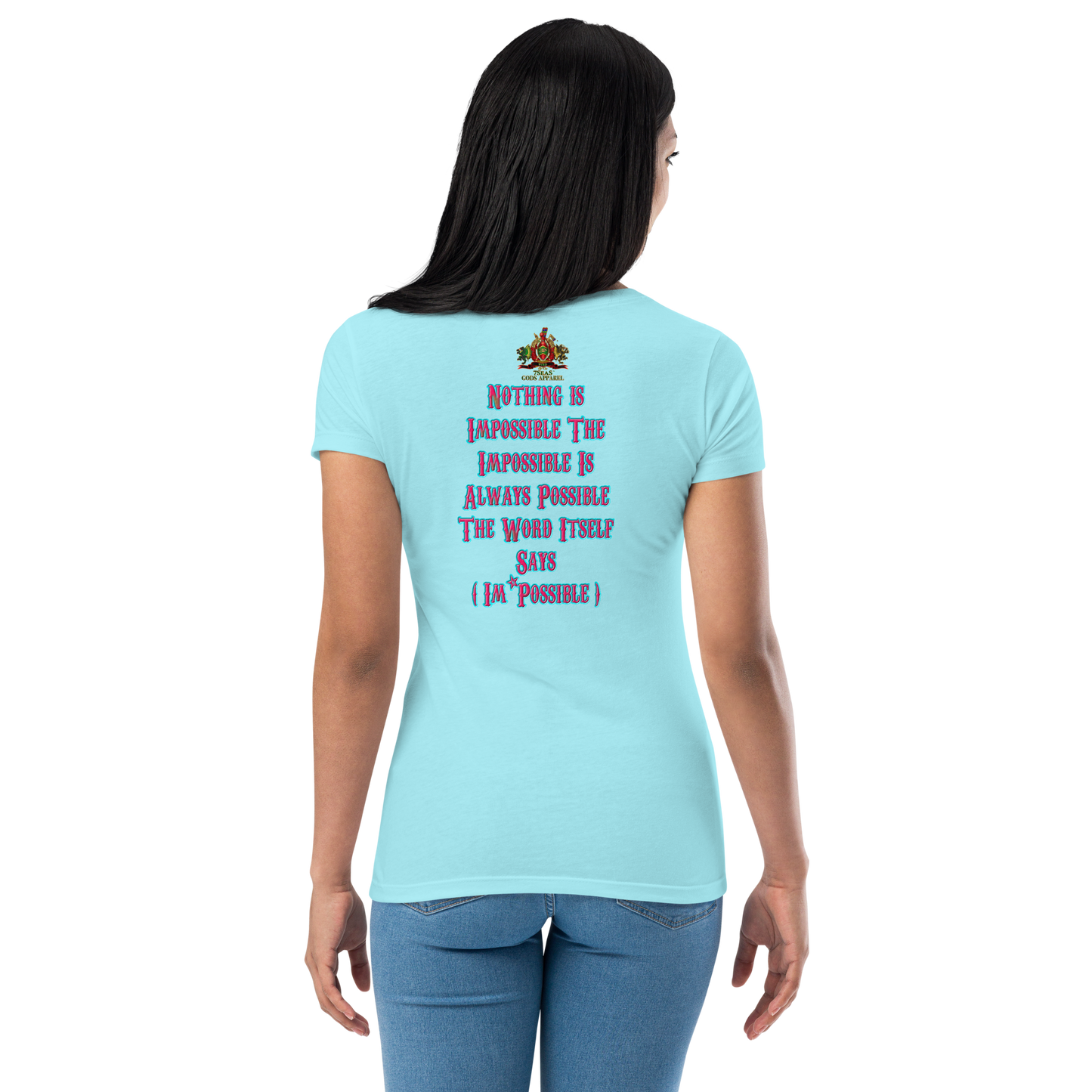 YEMAYA - BYRD OF THE 7SEAS GODS APPAREL - BLUE/PINK - Goddess/Women fitted t-shirt