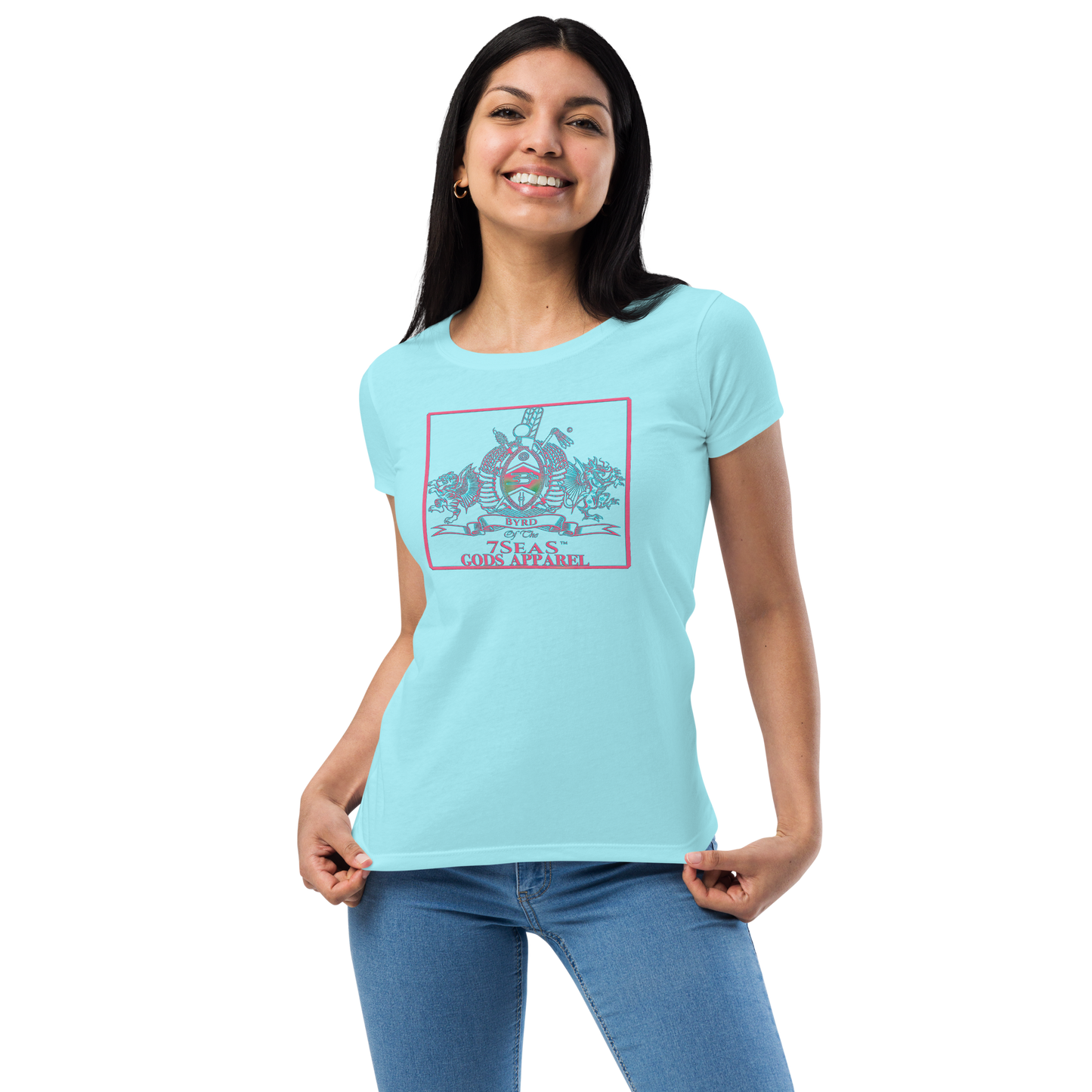 YEMAYA - BYRD OF THE 7SEAS GODS APPAREL - BLUE/PINK - Goddess/Women fitted t-shirt