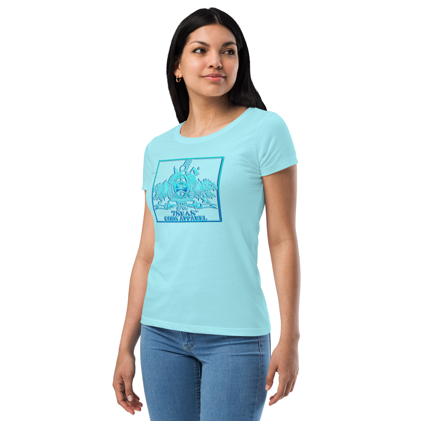 PTAH - BYRD OF THE 7SEAS GODS APPAREL - BLUE - Goddess/Women fitted t-shirt