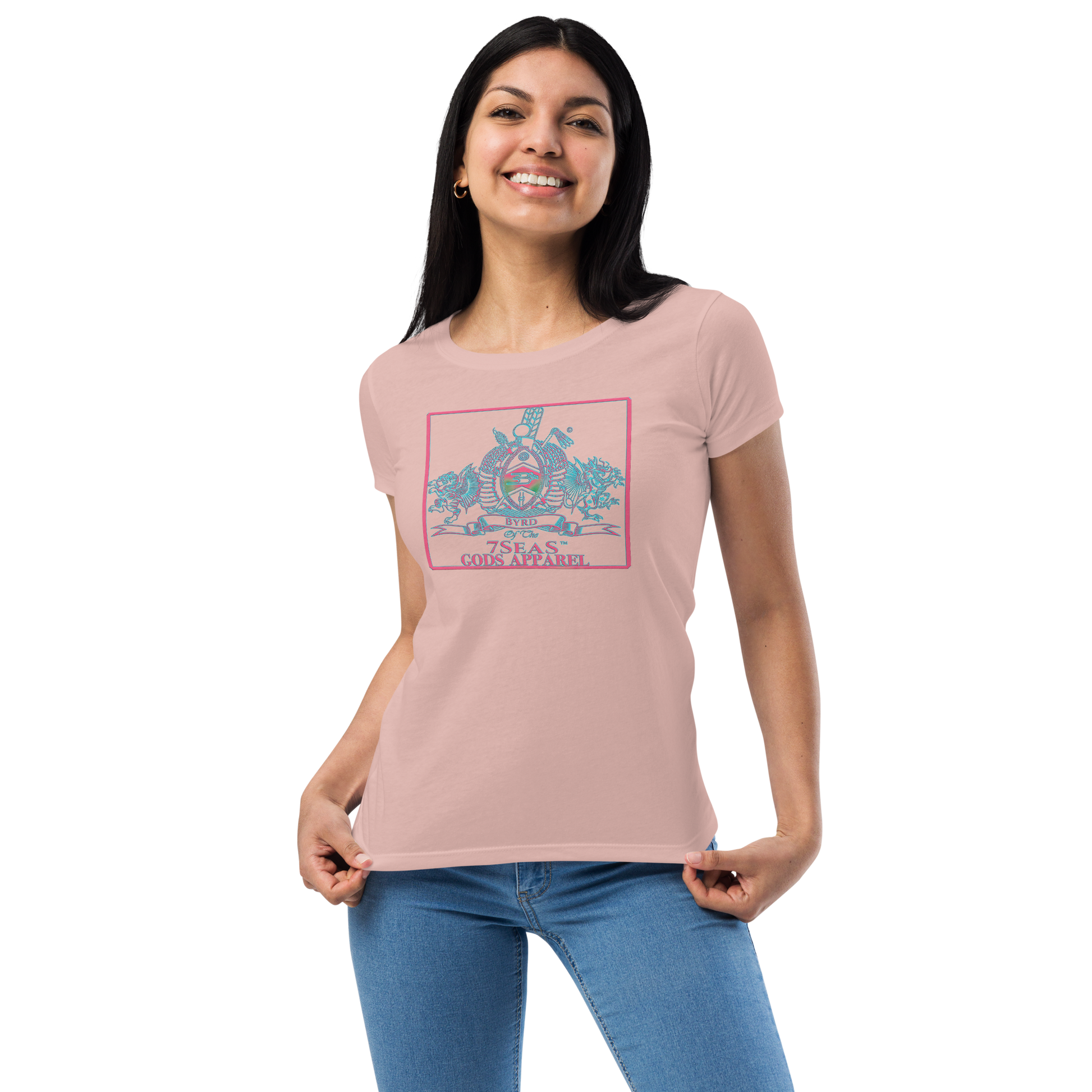 YEMAYA - BYRD OF THE 7SEAS GODS APPAREL - BLUE/PINK - Goddess/Women fitted t-shirt