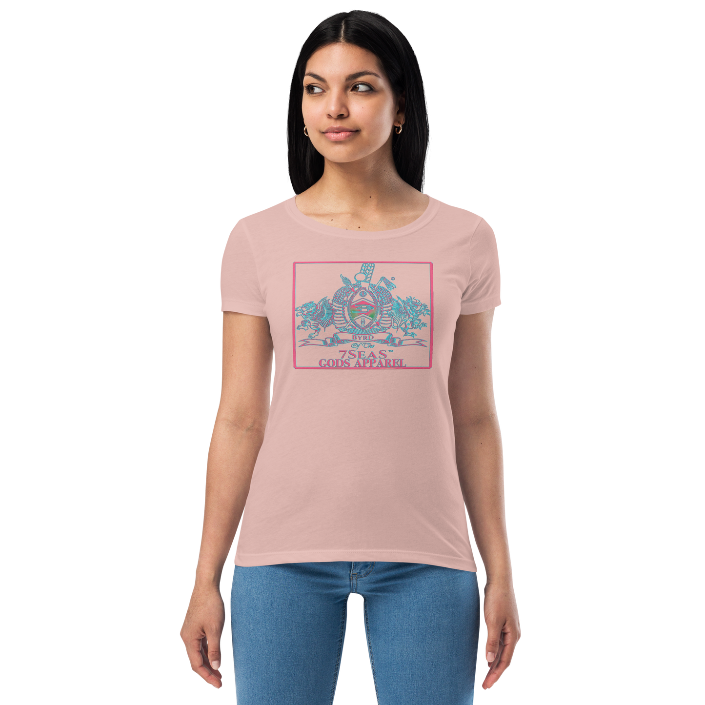 YEMAYA - BYRD OF THE 7SEAS GODS APPAREL - BLUE/PINK - Goddess/Women fitted t-shirt