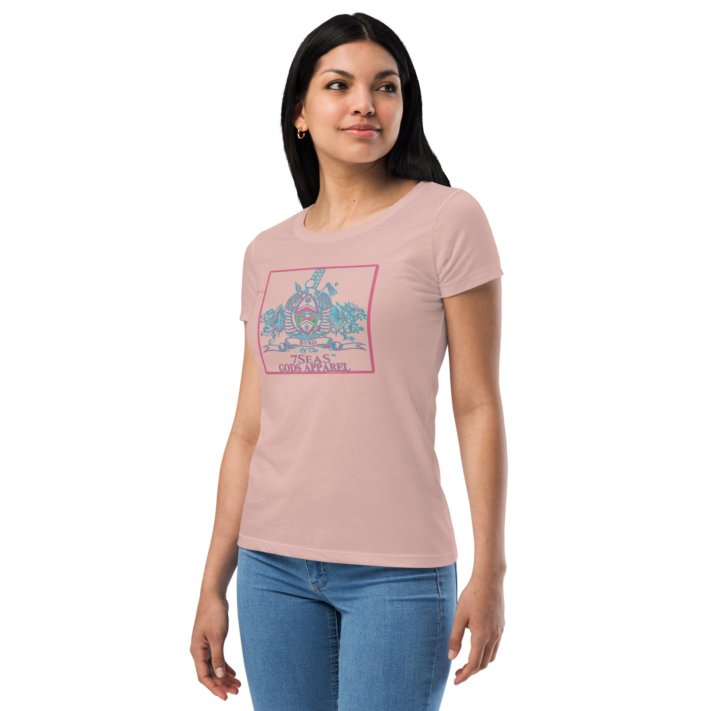 YEMAYA - BYRD OF THE 7SEAS GODS APPAREL - BLUE/PINK - Goddess/Women fitted t-shirt