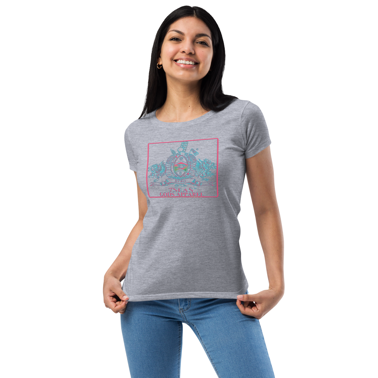 YEMAYA - BYRD OF THE 7SEAS GODS APPAREL - BLUE/PINK - Goddess/Women fitted t-shirt