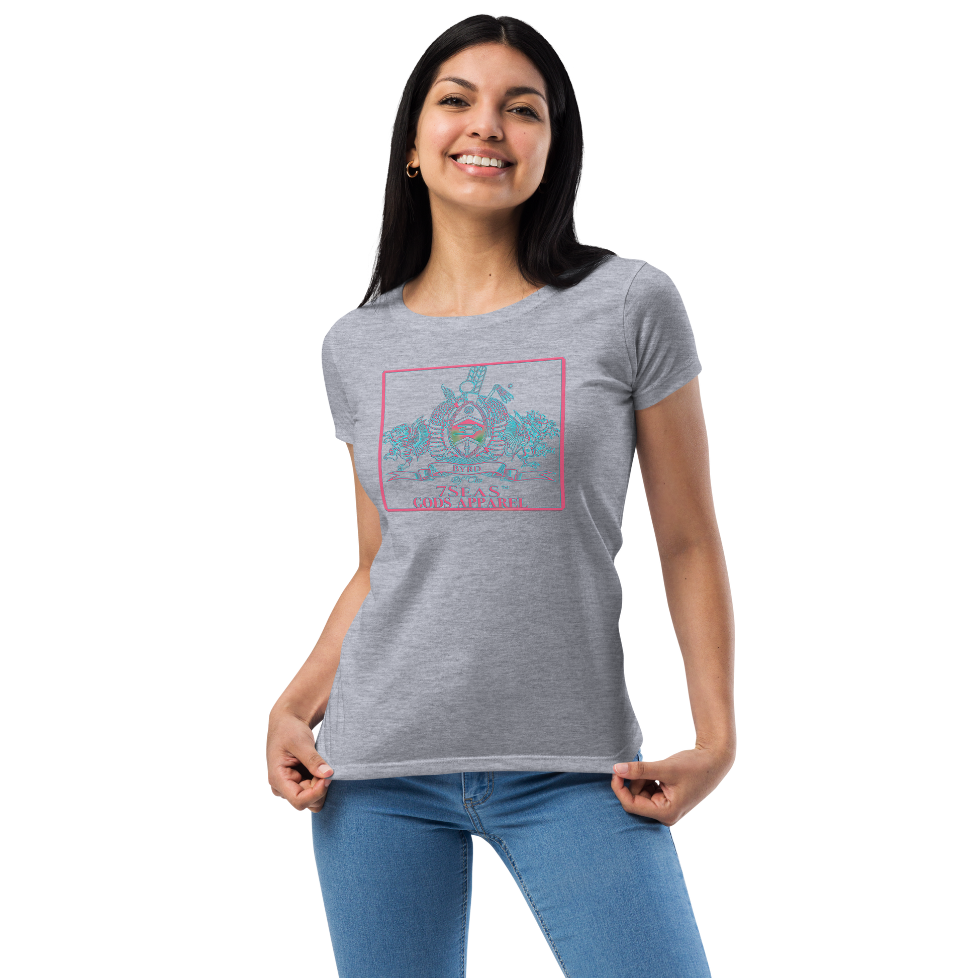 YEMAYA - BYRD OF THE 7SEAS GODS APPAREL - BLUE/PINK - Goddess/Women fitted t-shirt