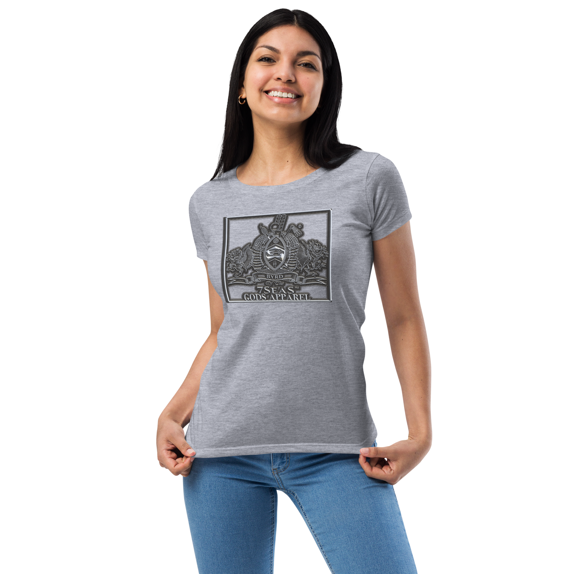 AMUN MIN - Grey - BYRD OF THE 7SEAS GODS APPAREL - Goddess’s/Girls Women’s fitted t-shirt