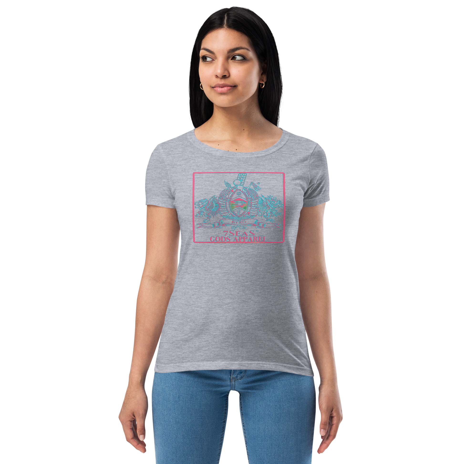 YEMAYA - BYRD OF THE 7SEAS GODS APPAREL - BLUE/PINK - Goddess/Women fitted t-shirt