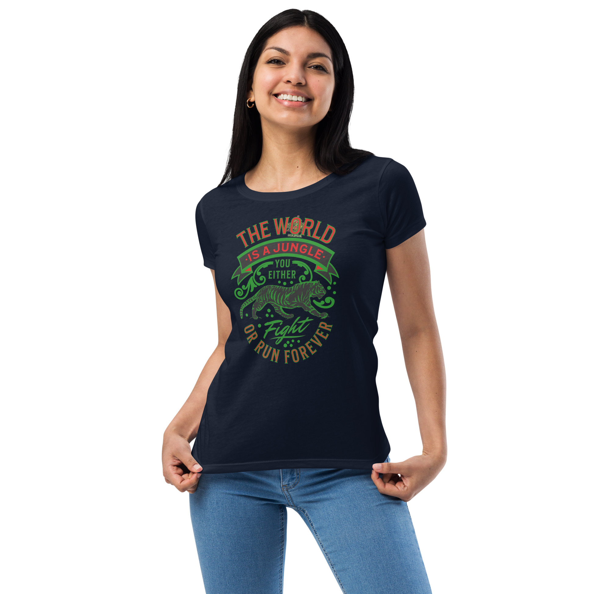 World Is A Jungle - BYRD OF THE 7SEAS GODS APPAREL - TIGER EDITION - ENBYRD - Goddess/Women fitted t-shirt