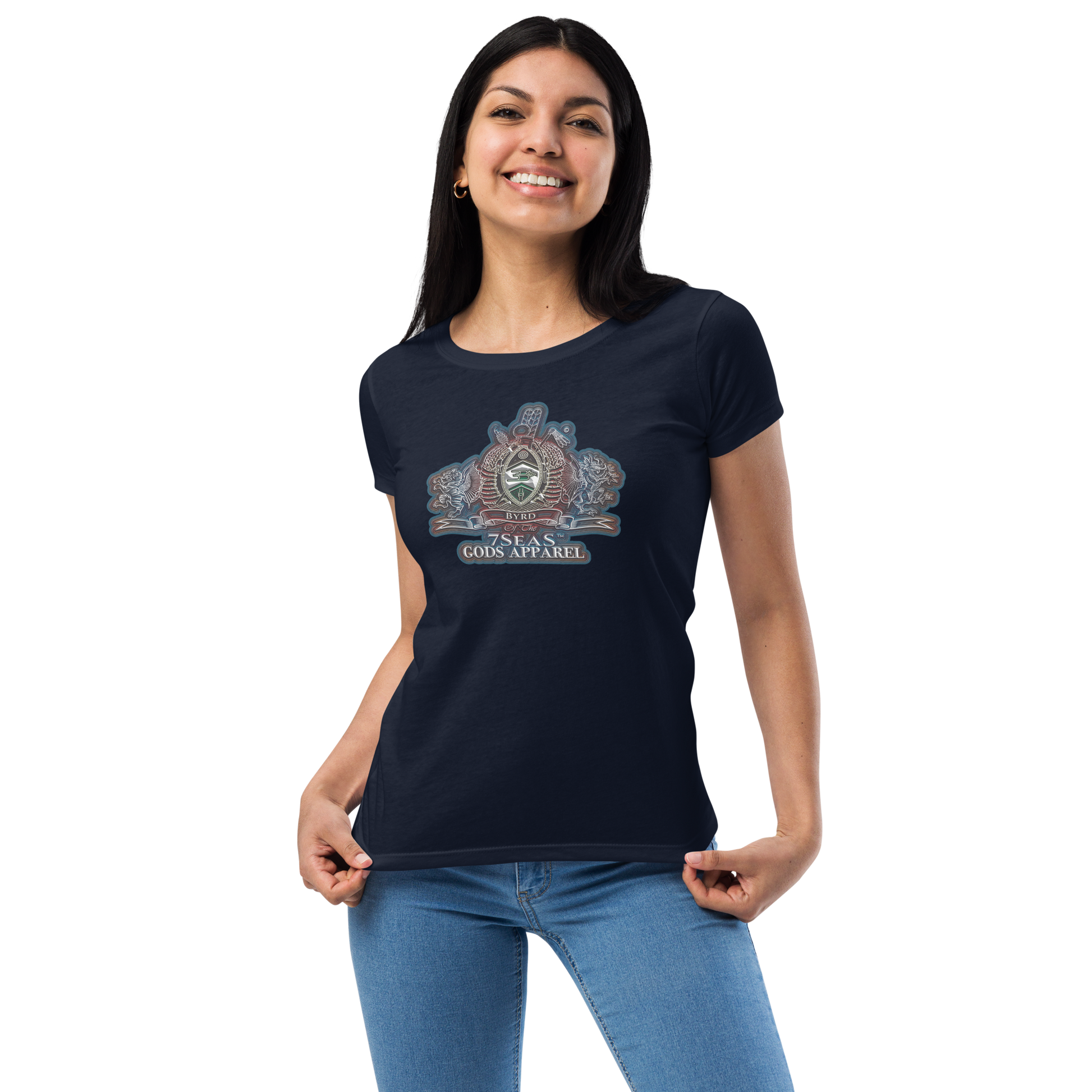 SOBEK - BYRD OF THE 7SEAS GODS APPAREL - BLUE/RED/GREEN - Goddess/Women fitted t-shirt