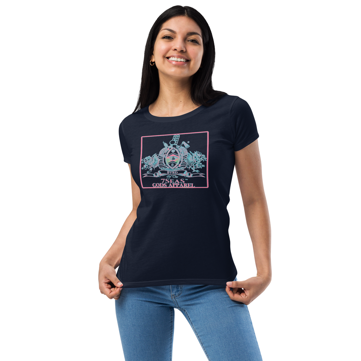 YEMAYA - BYRD OF THE 7SEAS GODS APPAREL - BLUE/PINK - Goddess/Women fitted t-shirt