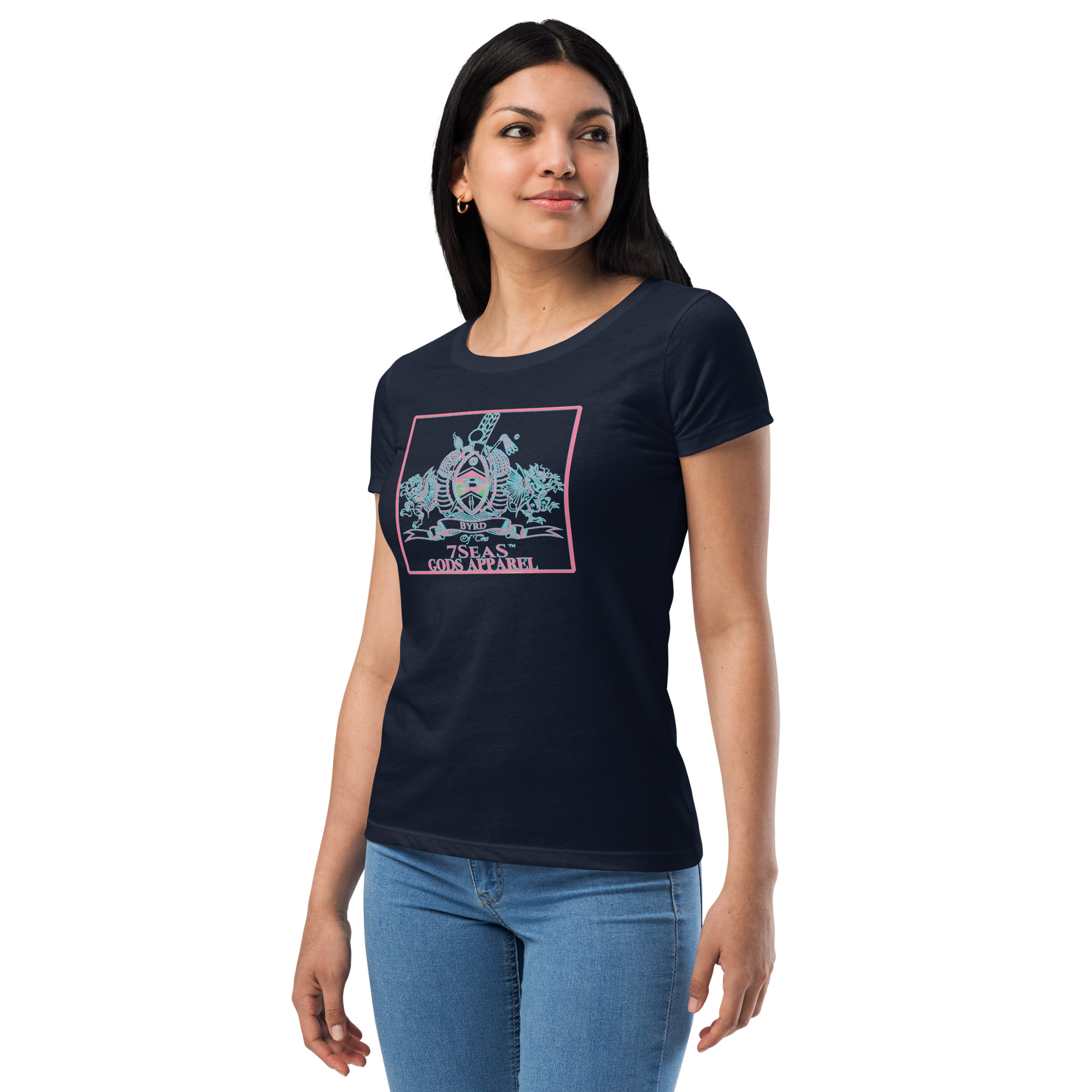 YEMAYA - BYRD OF THE 7SEAS GODS APPAREL - BLUE/PINK - Goddess/Women fitted t-shirt