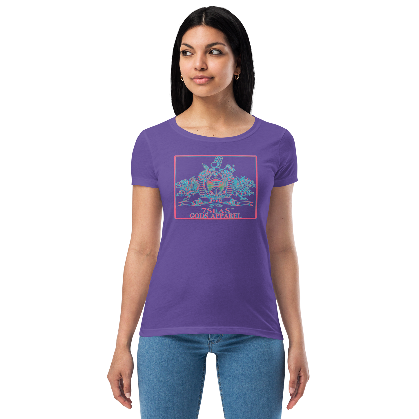 YEMAYA - BYRD OF THE 7SEAS GODS APPAREL - BLUE/PINK - Goddess/Women fitted t-shirt