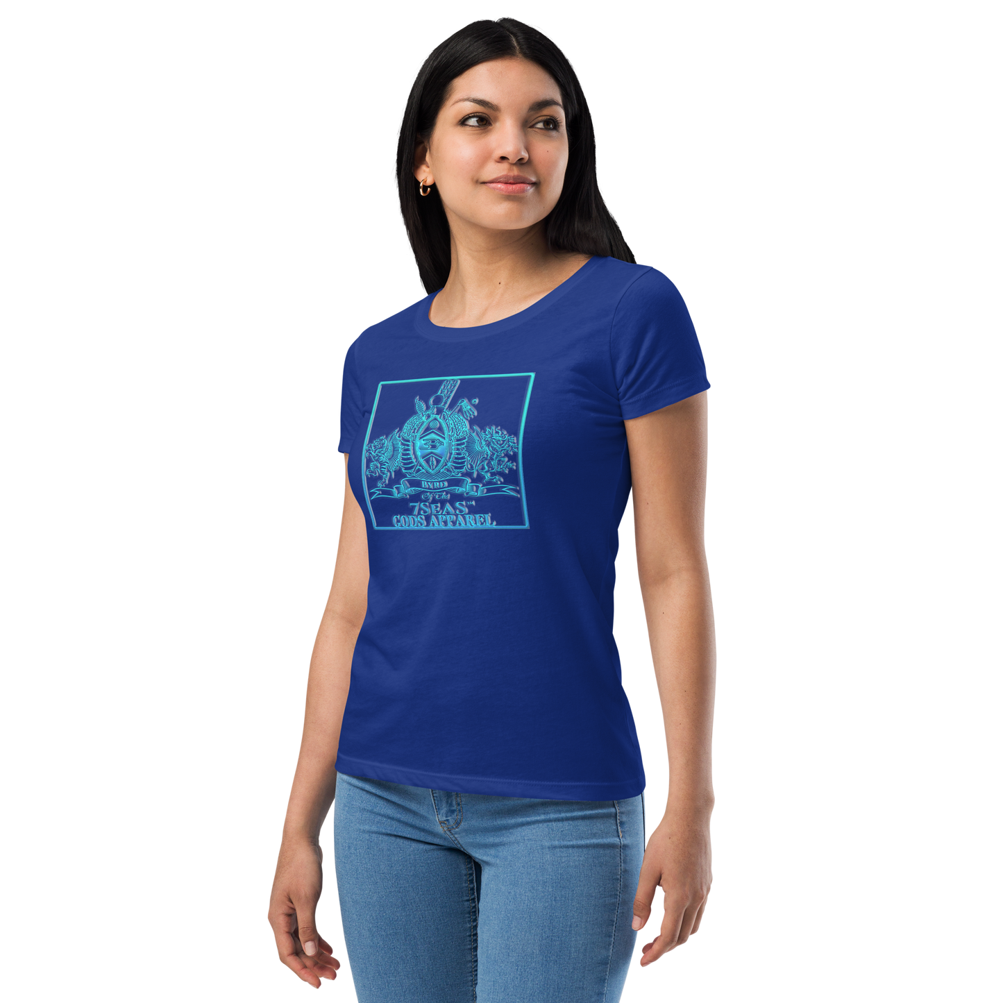 PTAH - BYRD OF THE 7SEAS GODS APPAREL - BLUE - Goddess/Women fitted t-shirt