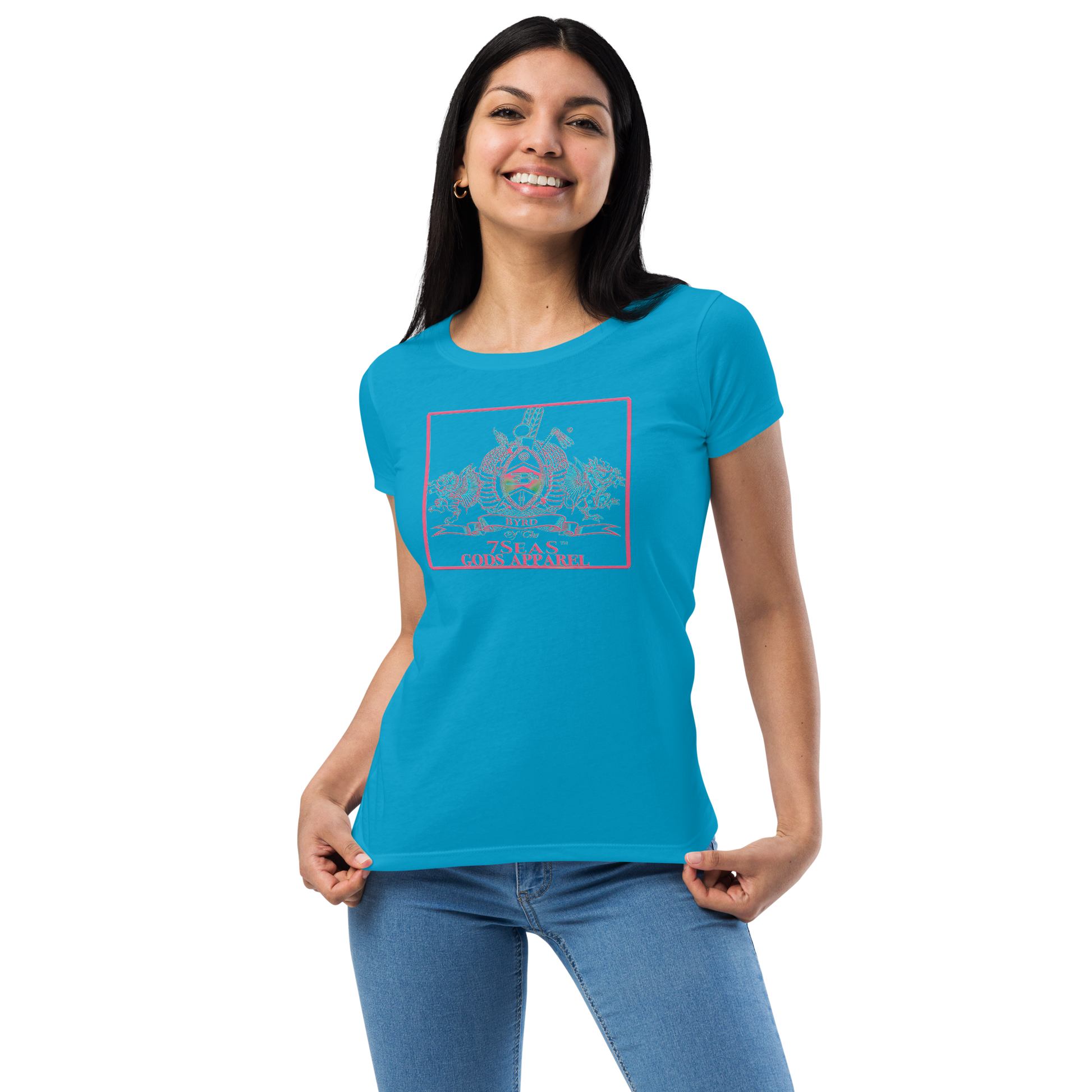 YEMAYA - BYRD OF THE 7SEAS GODS APPAREL - BLUE/PINK - Goddess/Women fitted t-shirt