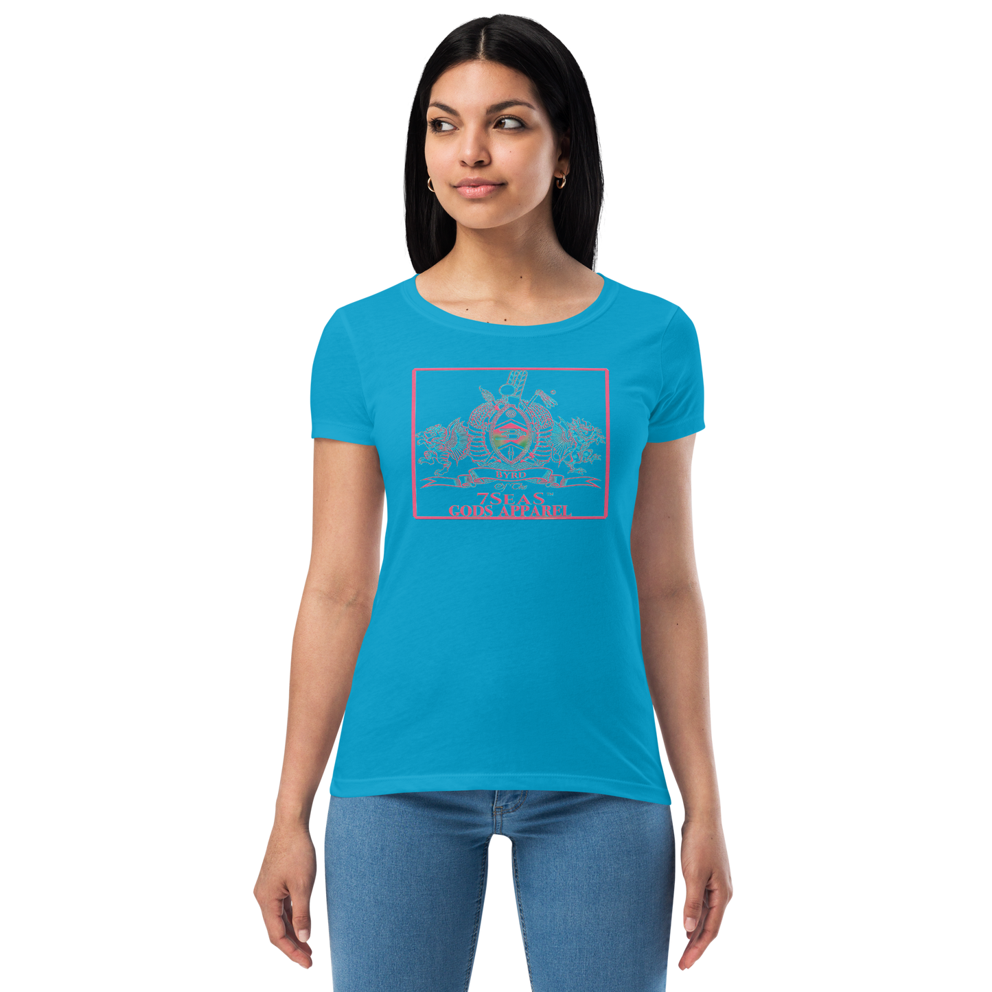 YEMAYA - BYRD OF THE 7SEAS GODS APPAREL - BLUE/PINK - Goddess/Women fitted t-shirt