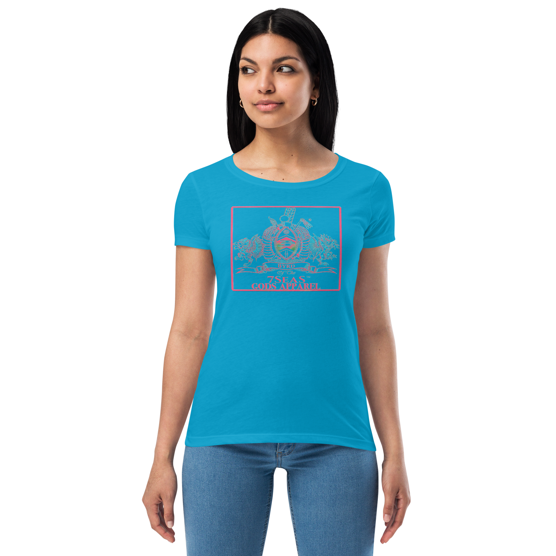 YEMAYA - BYRD OF THE 7SEAS GODS APPAREL - BLUE/PINK - Goddess/Women fitted t-shirt