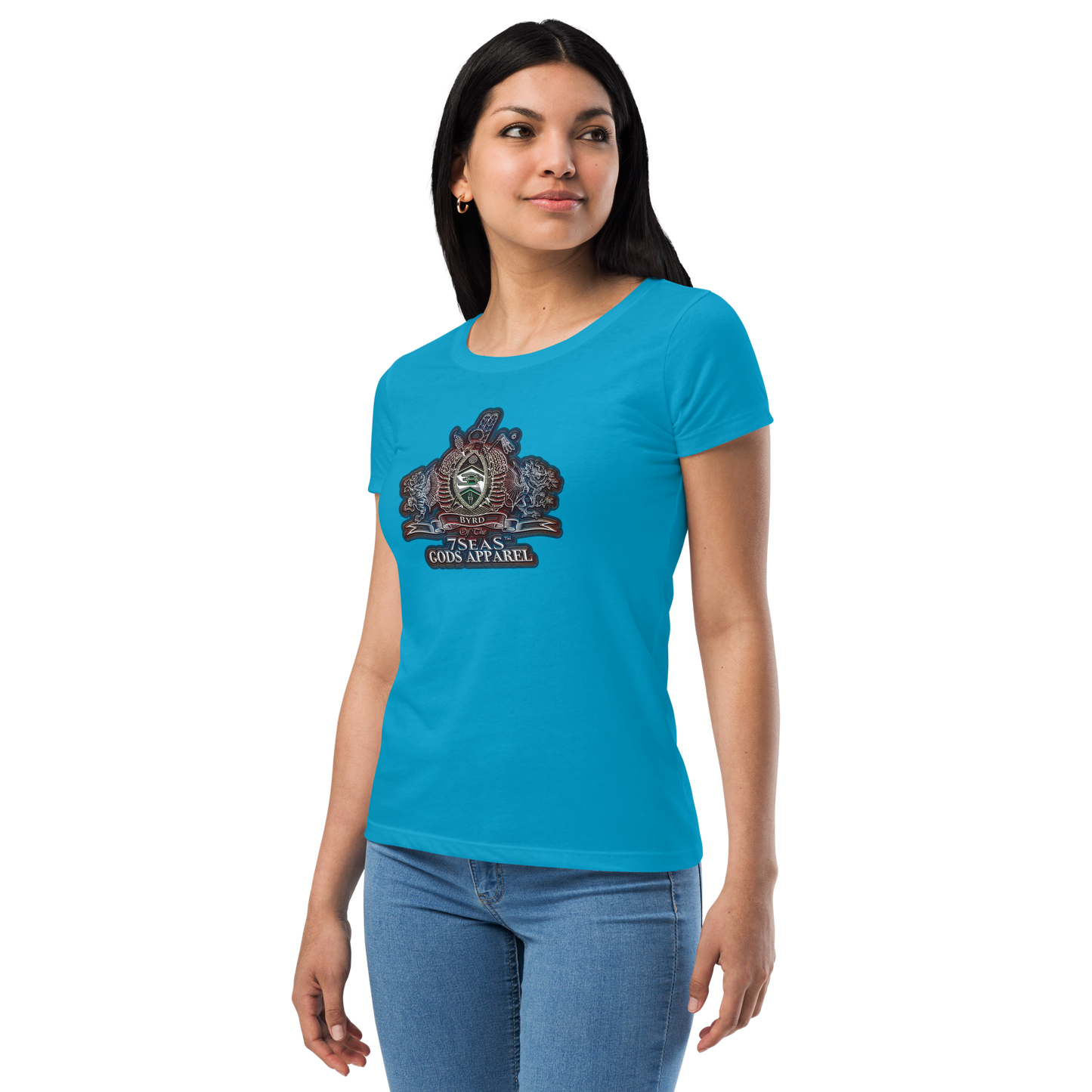 SOBEK - BYRD OF THE 7SEAS GODS APPAREL - BLUE/RED/GREEN - Goddess/Women fitted t-shirt