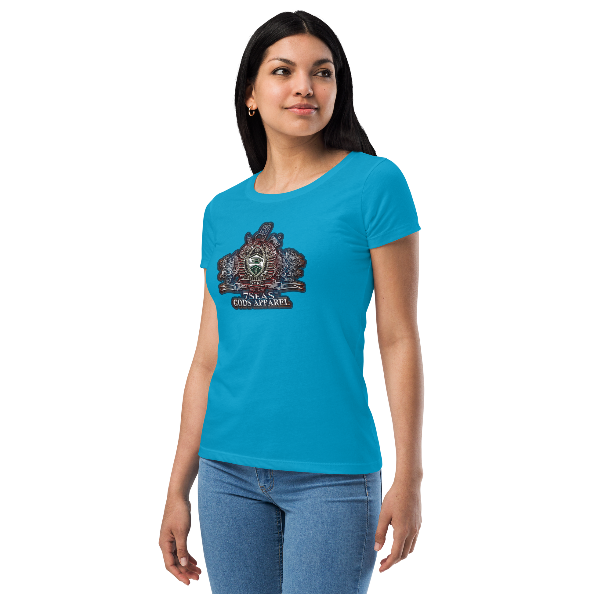 SOBEK - BYRD OF THE 7SEAS GODS APPAREL - BLUE/RED/GREEN - Goddess/Women fitted t-shirt