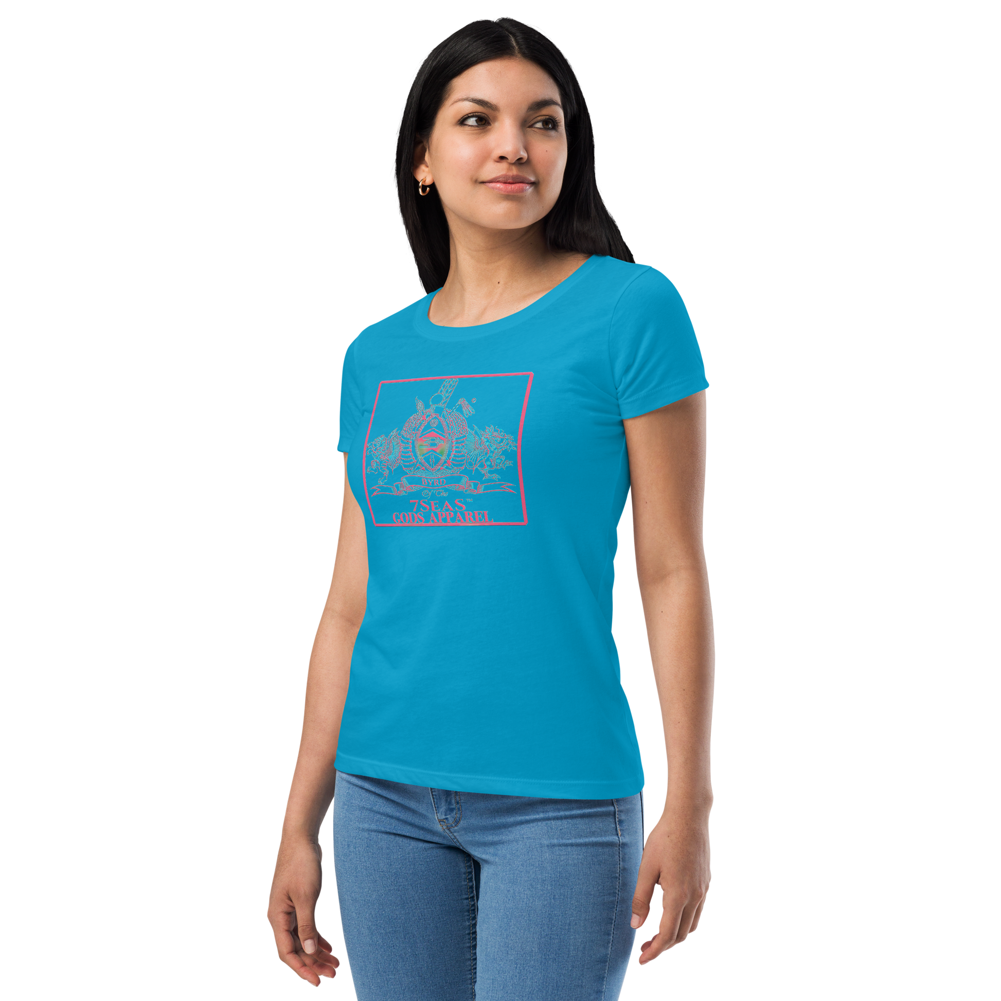 YEMAYA - BYRD OF THE 7SEAS GODS APPAREL - BLUE/PINK - Goddess/Women fitted t-shirt