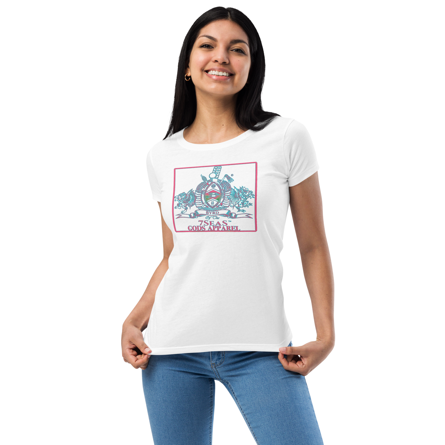 YEMAYA - BYRD OF THE 7SEAS GODS APPAREL - BLUE/PINK - Goddess/Women fitted t-shirt