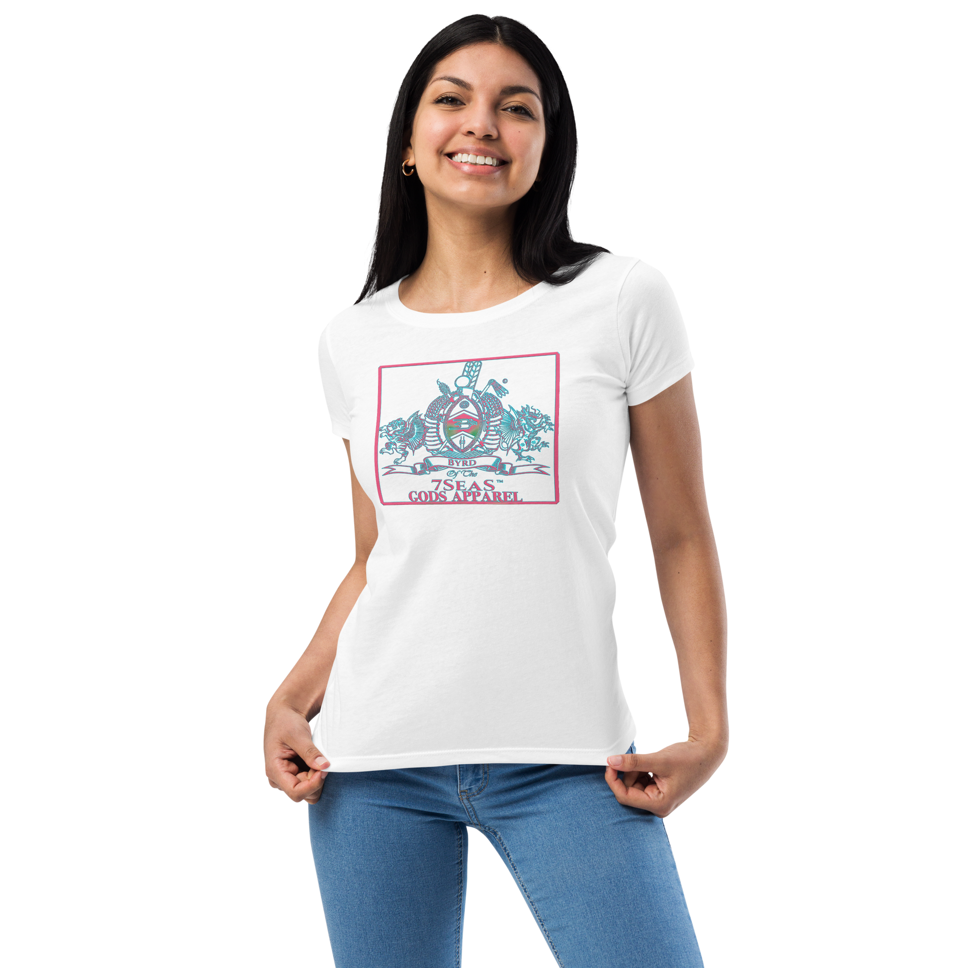 YEMAYA - BYRD OF THE 7SEAS GODS APPAREL - BLUE/PINK - Goddess/Women fitted t-shirt