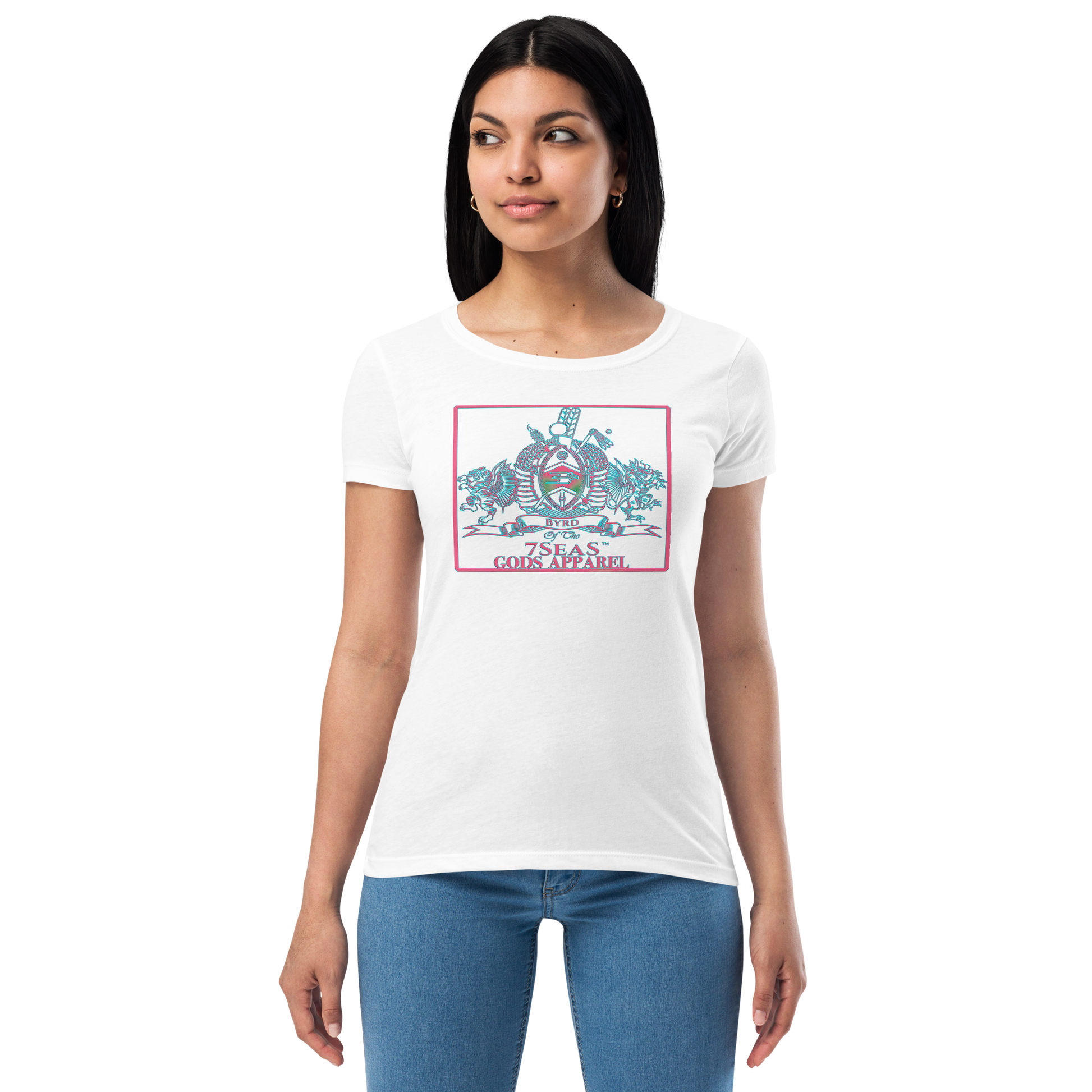 YEMAYA - BYRD OF THE 7SEAS GODS APPAREL - BLUE/PINK - Goddess/Women fitted t-shirt