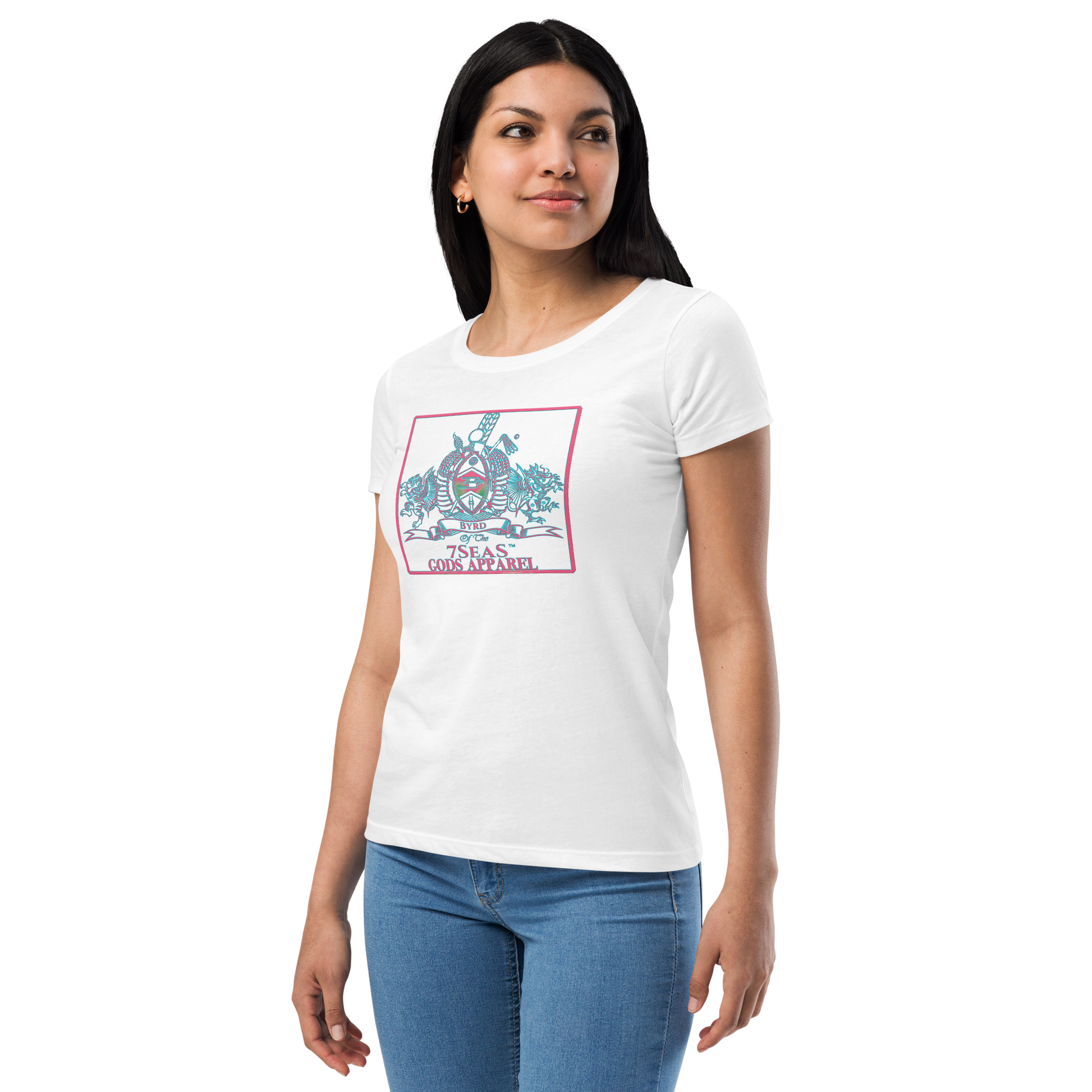 YEMAYA - BYRD OF THE 7SEAS GODS APPAREL - BLUE/PINK - Goddess/Women fitted t-shirt