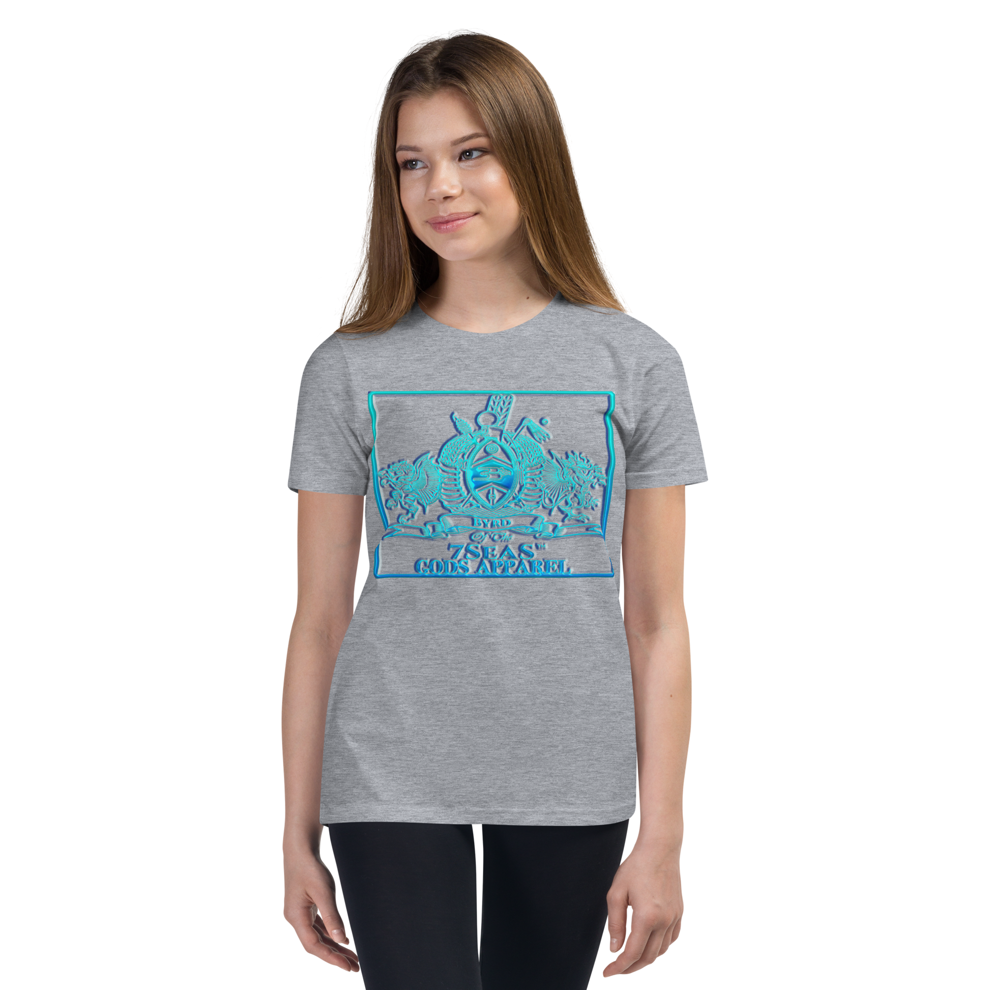 PTAH - BYRD OF THE 7SEAS GODS APPAREL - BLUE - Youth Goddess/Girls Short Sleeve T-Shirt