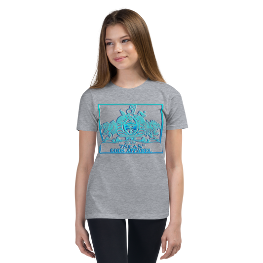 PTAH - BYRD OF THE 7SEAS GODS APPAREL - BLUE - Youth Goddess/Girls Short Sleeve T-Shirt