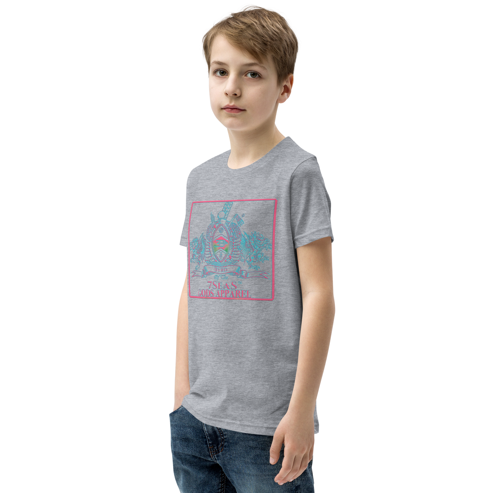 YEMAYA - BYRD OF THE 7SEAS GODS APPAREL - BLUE/PINK - Youth Gods/Boys Short Sleeve T-Shirt