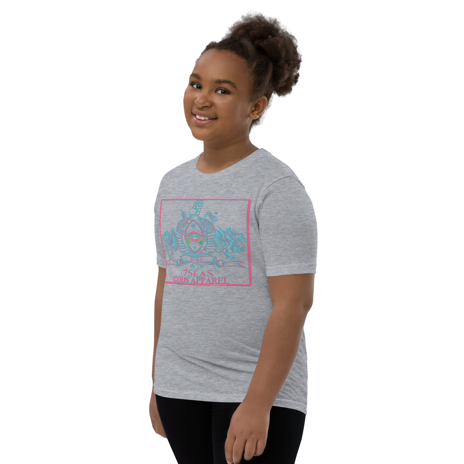 YEMAYA - BYRD OF THE 7SEAS GODS APPAREL - BLUE/PINK - Youth Goddess/Girls Short Sleeve T-Shirt