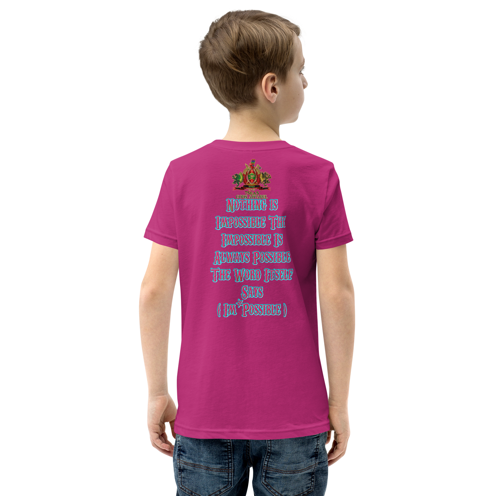 YEMAYA - BYRD OF THE 7SEAS GODS APPAREL - BLUE/PINK - Youth Gods/Boys Short Sleeve T-Shirt