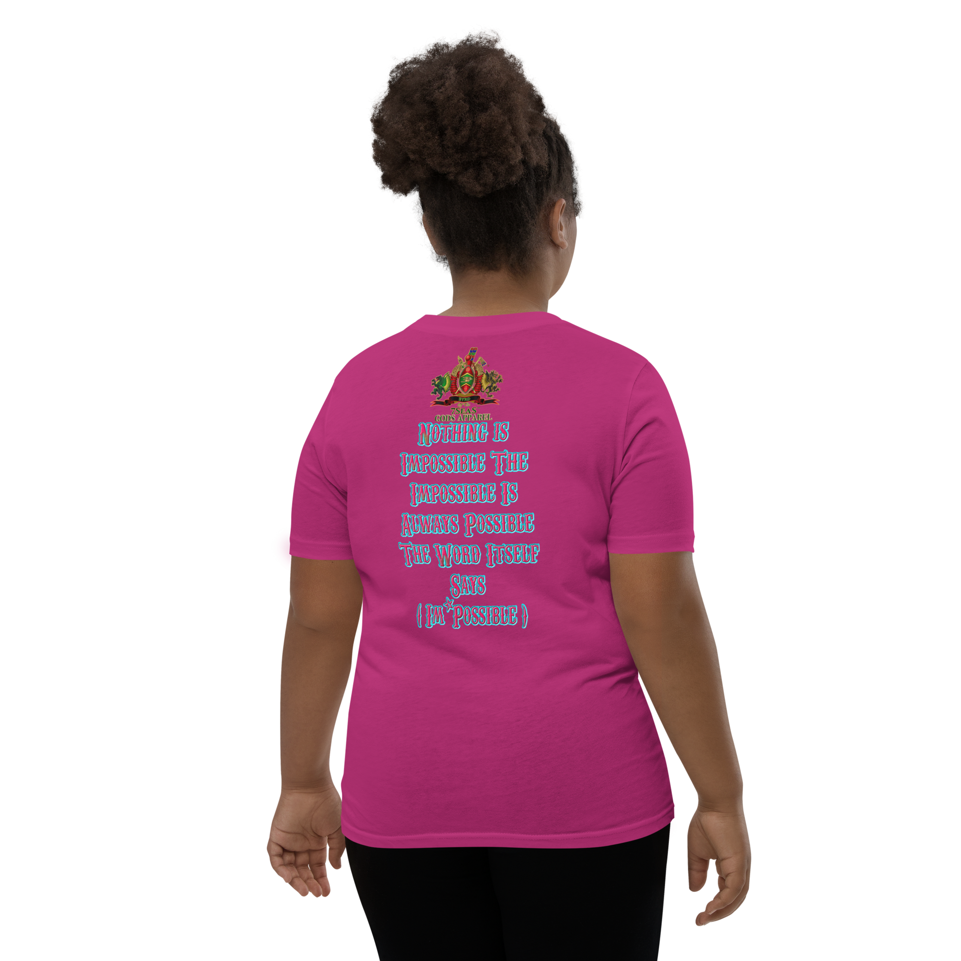 YEMAYA - BYRD OF THE 7SEAS GODS APPAREL - BLUE/PINK - Youth Goddess/Girls Short Sleeve T-Shirt