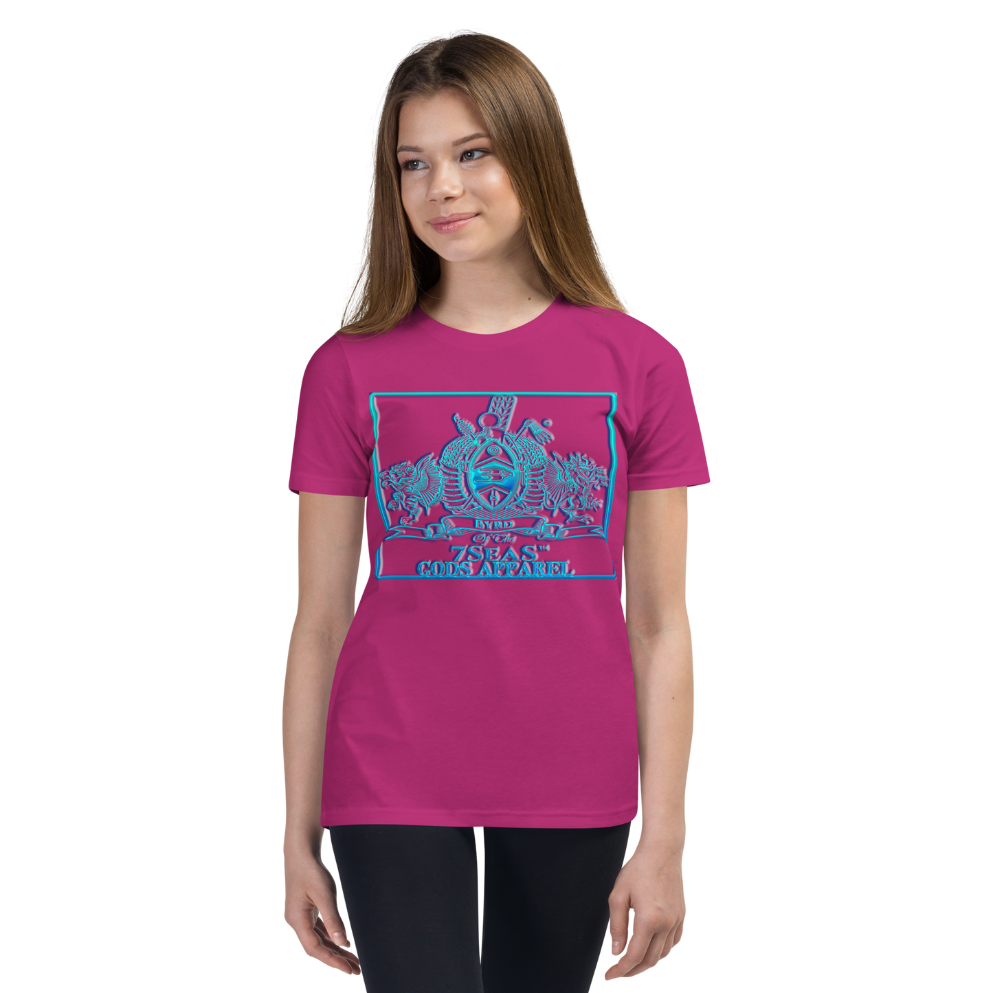 PTAH - BYRD OF THE 7SEAS GODS APPAREL - BLUE - Youth Goddess/Girls Short Sleeve T-Shirt