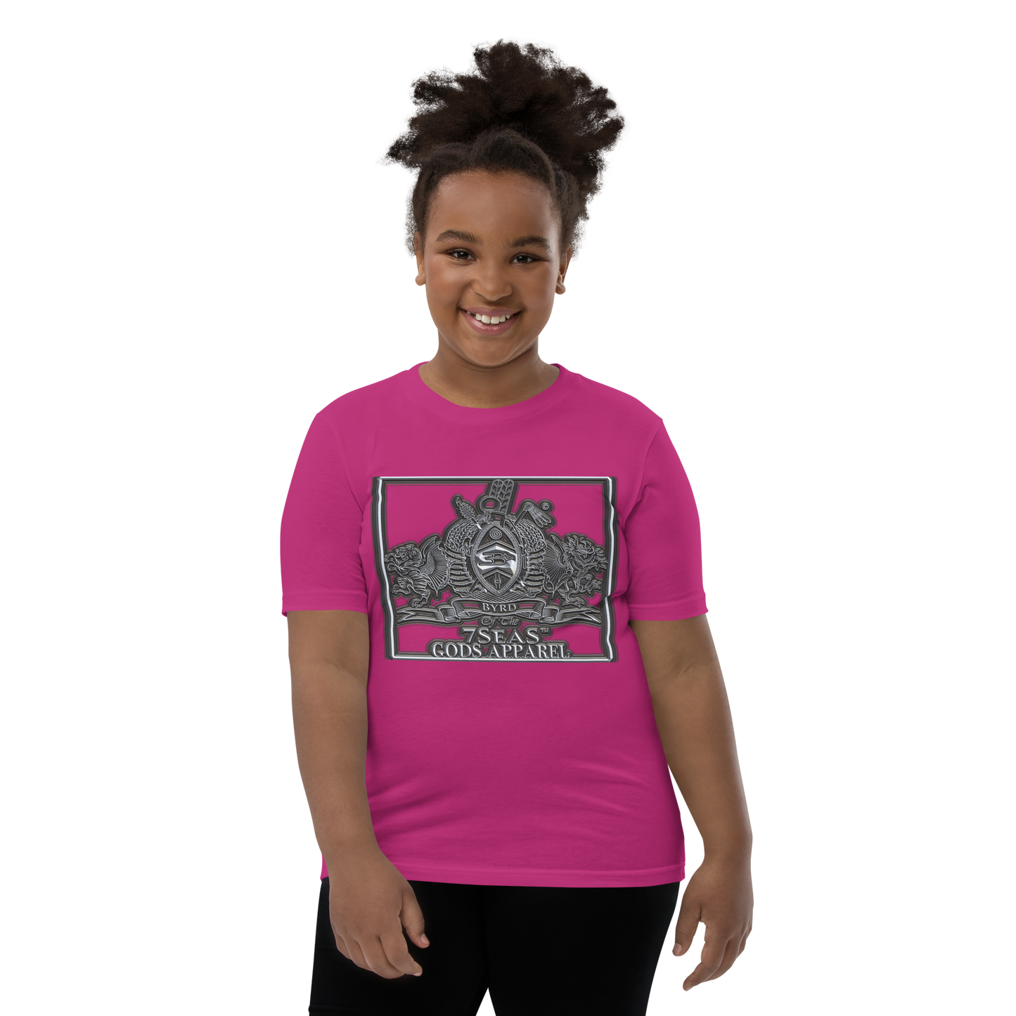 AMUN MIN - Grey - BYRD OF THE 7SEAS GODS APPAREL - Goddess’s/Girls Youth Short Sleeve T-Shirt