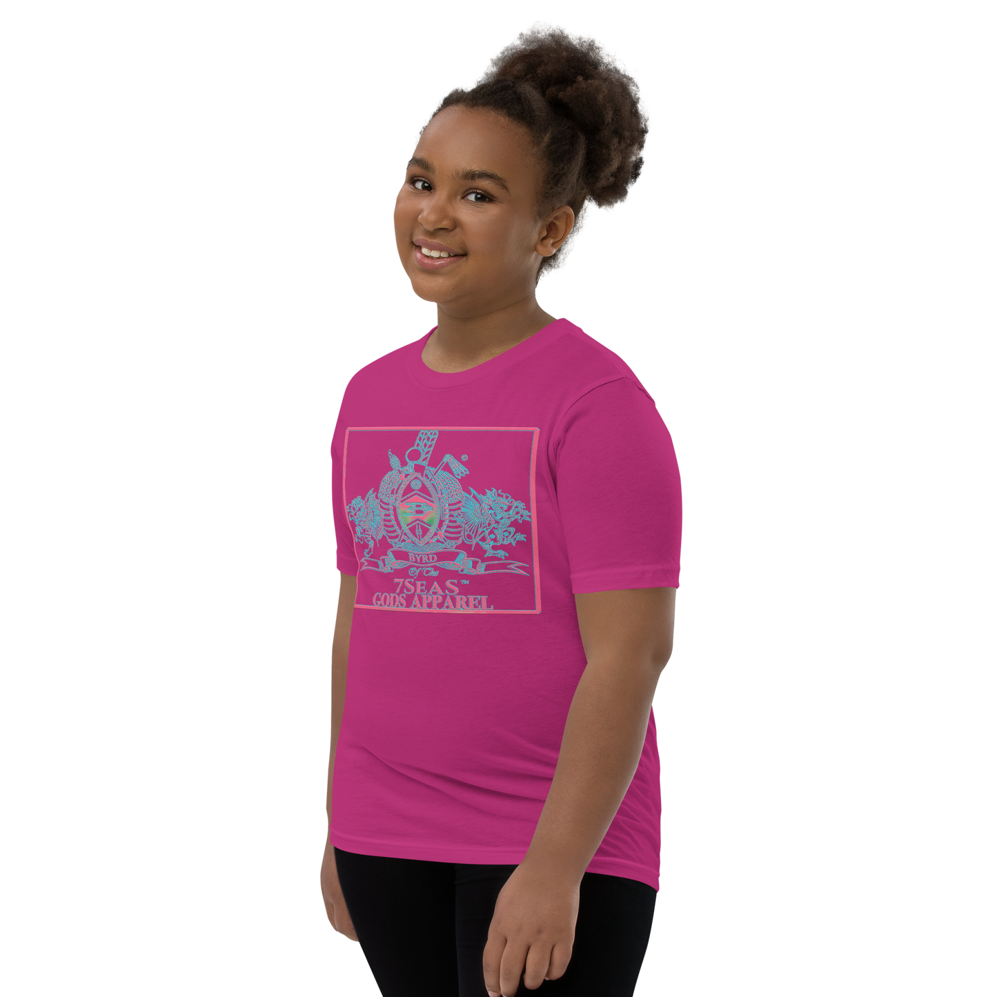 YEMAYA - BYRD OF THE 7SEAS GODS APPAREL - BLUE/PINK - Youth Goddess/Girls Short Sleeve T-Shirt