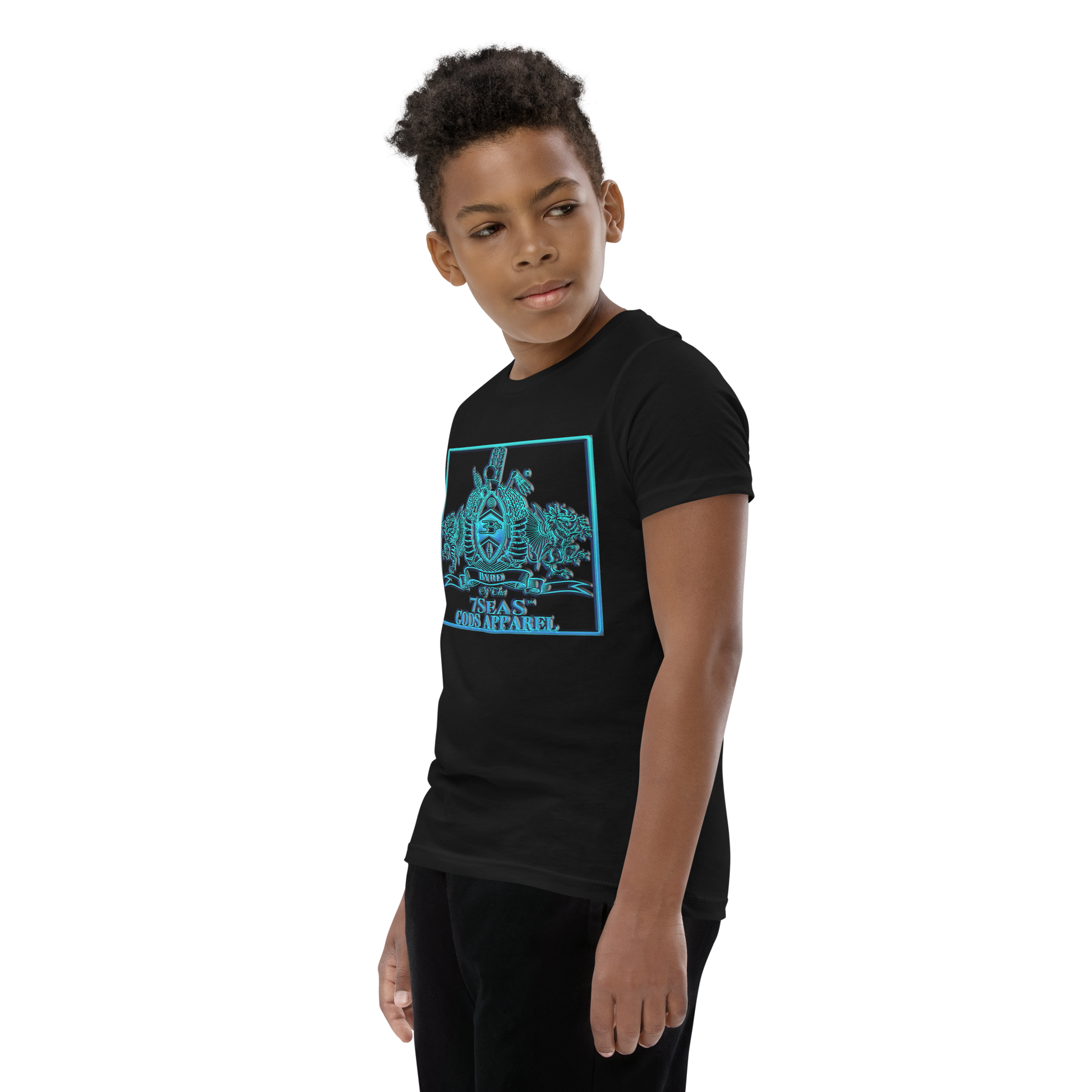 PTAH - BYRD OF THE 7SEAS GODS APPAREL - BLUE - Youth Gods/Boys Short Sleeve T-Shirt