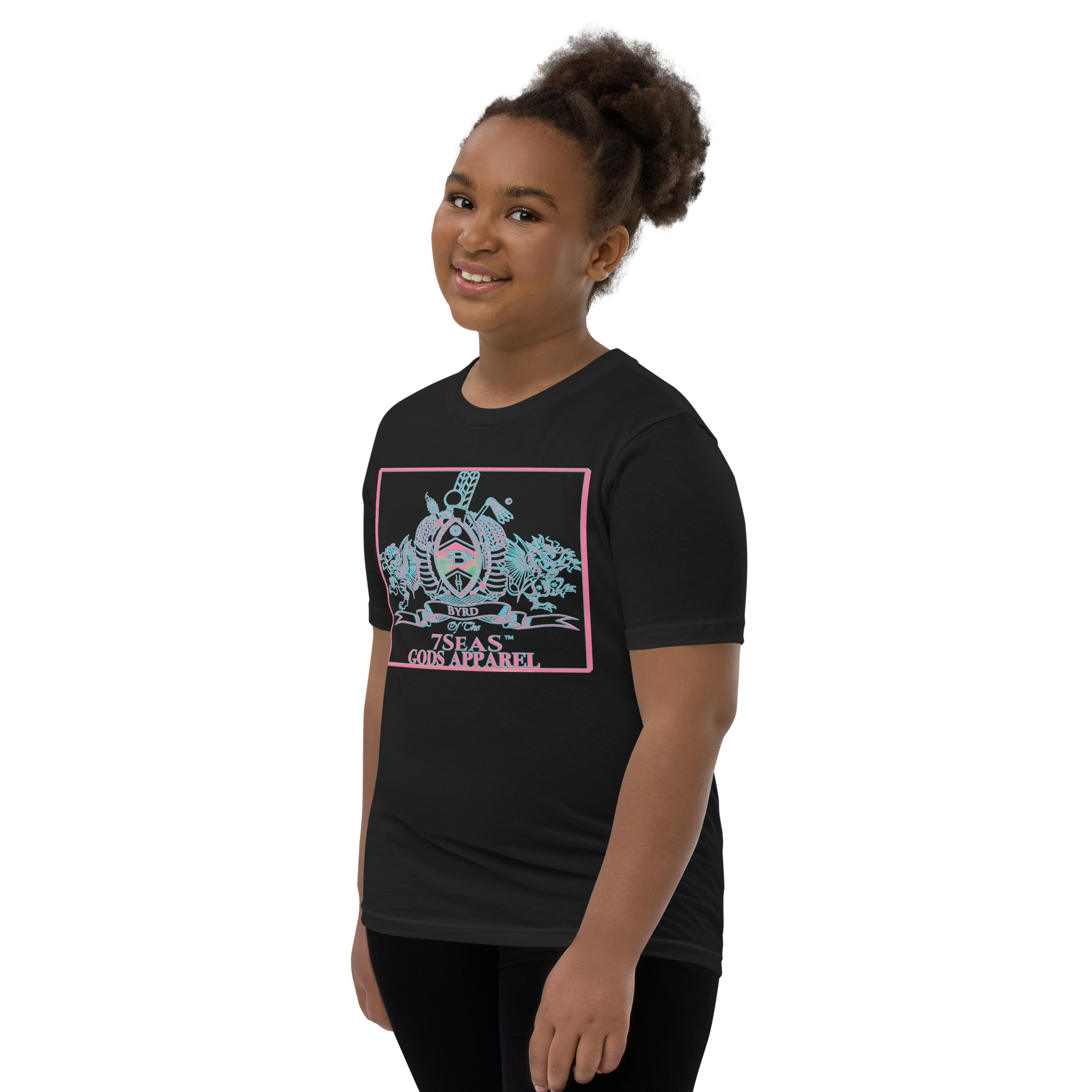 YEMAYA - BYRD OF THE 7SEAS GODS APPAREL - BLUE/PINK - Youth Goddess/Girls Short Sleeve T-Shirt