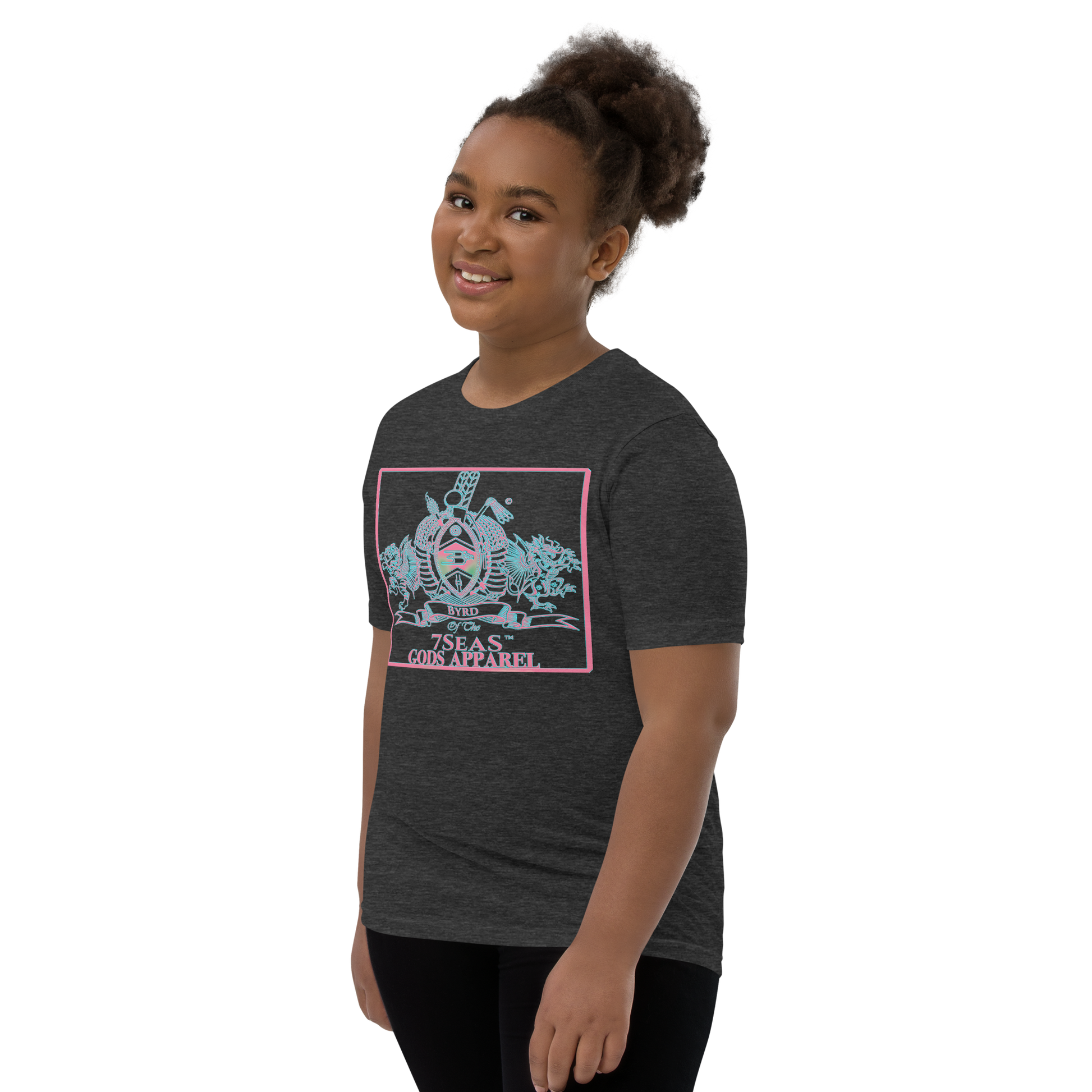 YEMAYA - BYRD OF THE 7SEAS GODS APPAREL - BLUE/PINK - Youth Goddess/Girls Short Sleeve T-Shirt