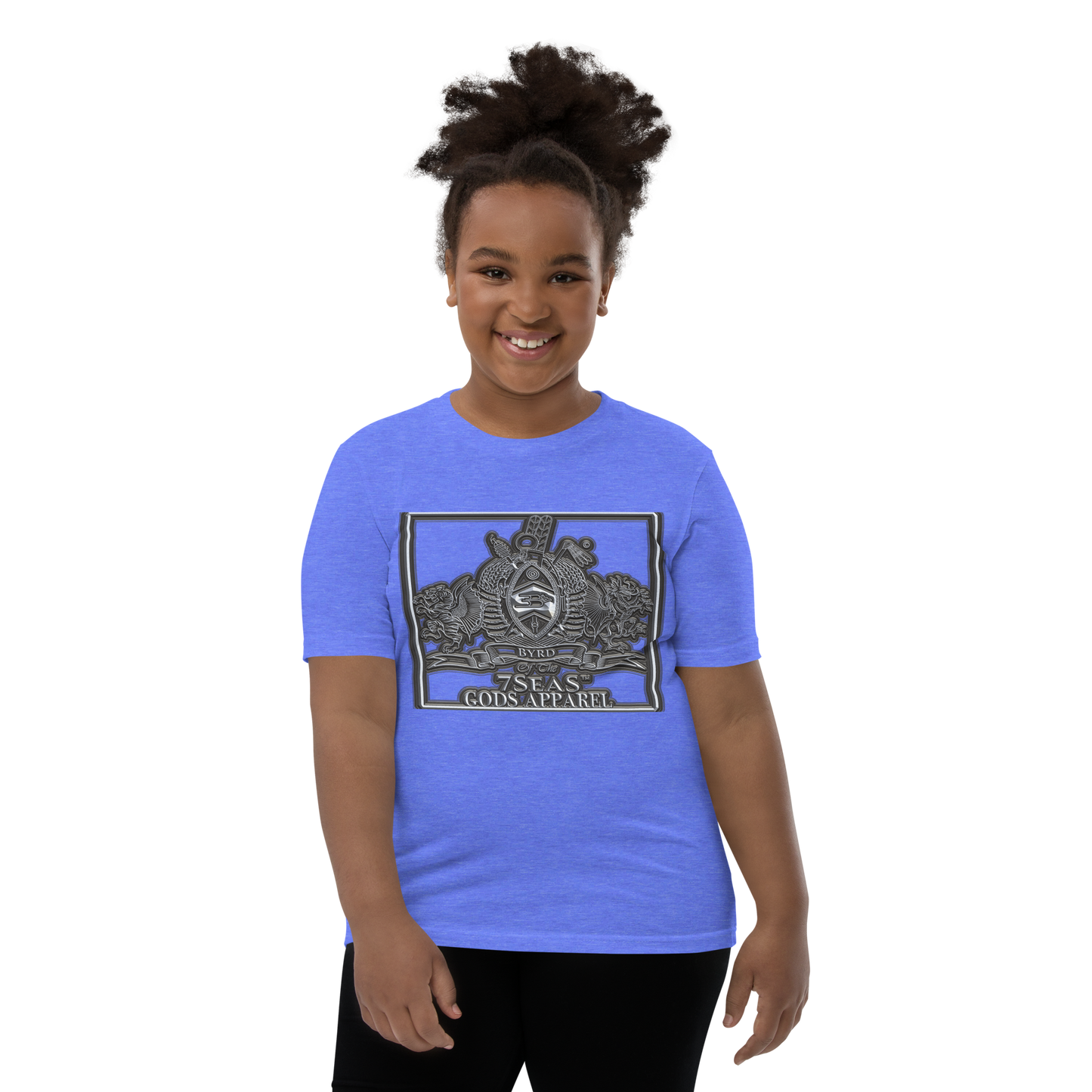 AMUN MIN - BYRD OF THE 7SEAS GODS APPAREL - GREY - Goddess/Girls Youth Short Sleeve T-Shirt