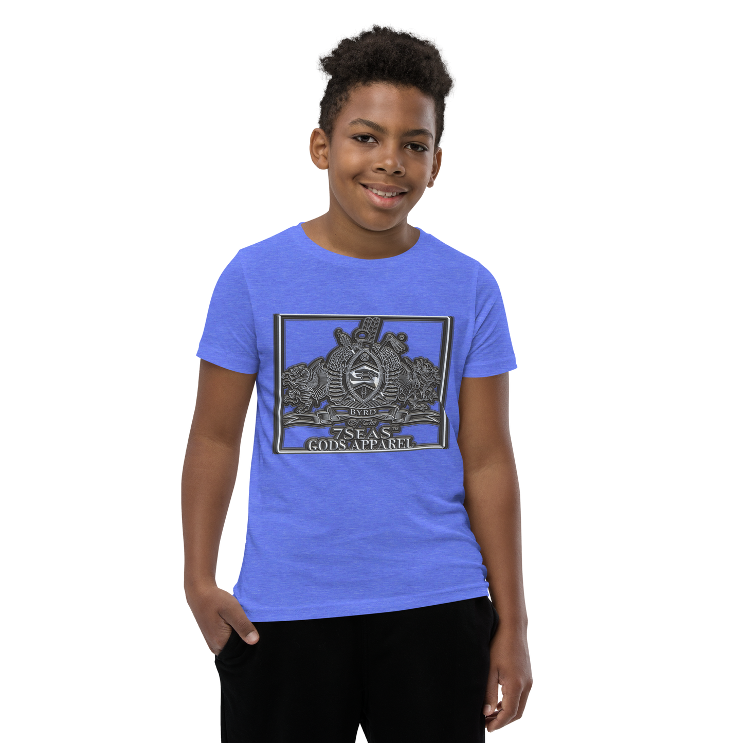 AMUN MIN - Grey - BYRD OF THE 7SEAS GODS APPAREL - Gods/Boys Youth Short Sleeve T-Shirt