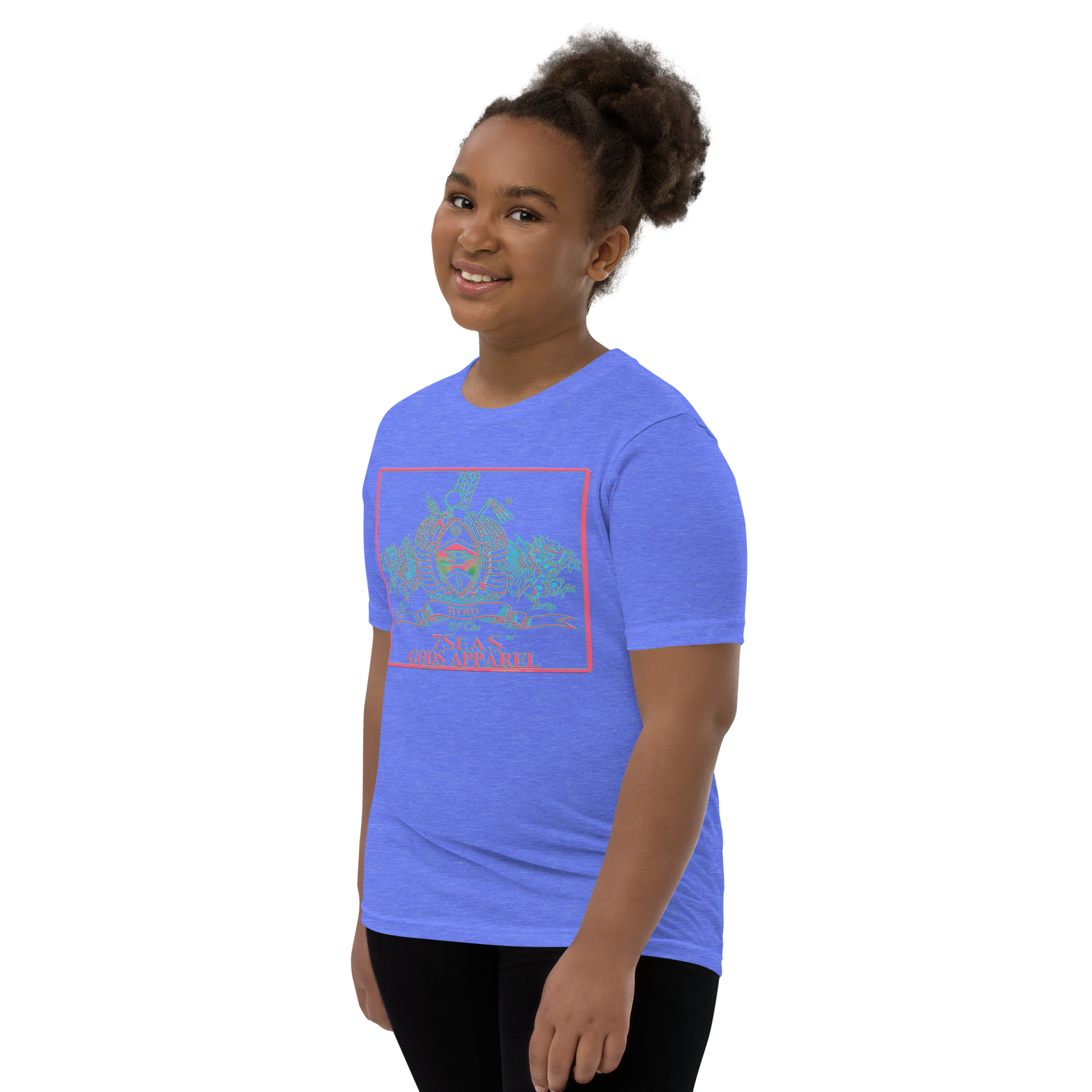 YEMAYA - BYRD OF THE 7SEAS GODS APPAREL - BLUE/PINK - Youth Goddess/Girls Short Sleeve T-Shirt