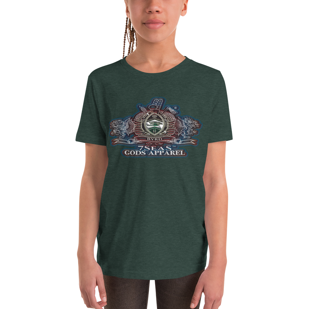 SOBEK - BYRD OF THE 7SEAS GODS APPAREL - BLUE/RED/GREEN - Youth Goddess/Girls Short Sleeve T-Shirt