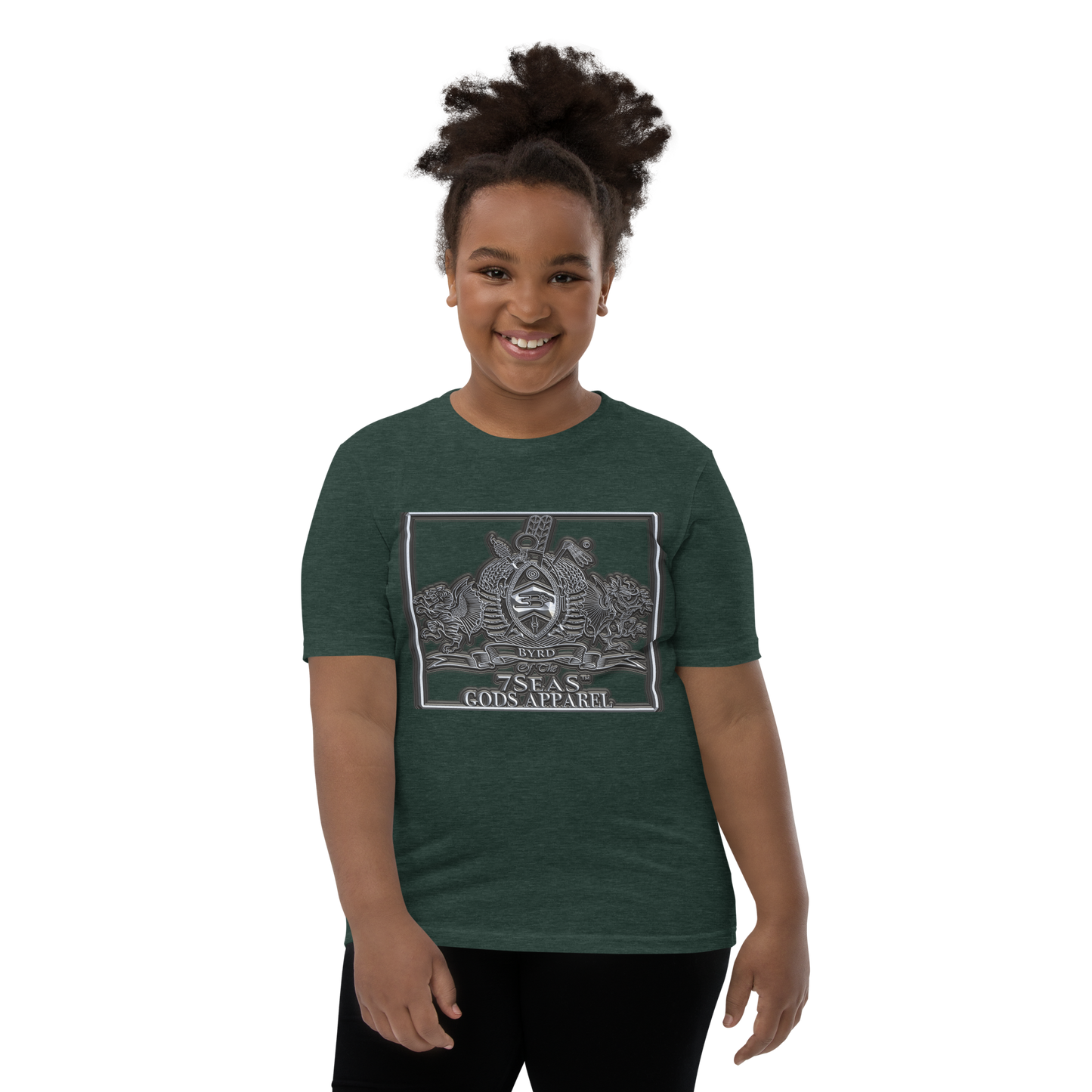 AMUN MIN - Grey - BYRD OF THE 7SEAS GODS APPAREL - Goddess’s/Girls Youth Short Sleeve T-Shirt