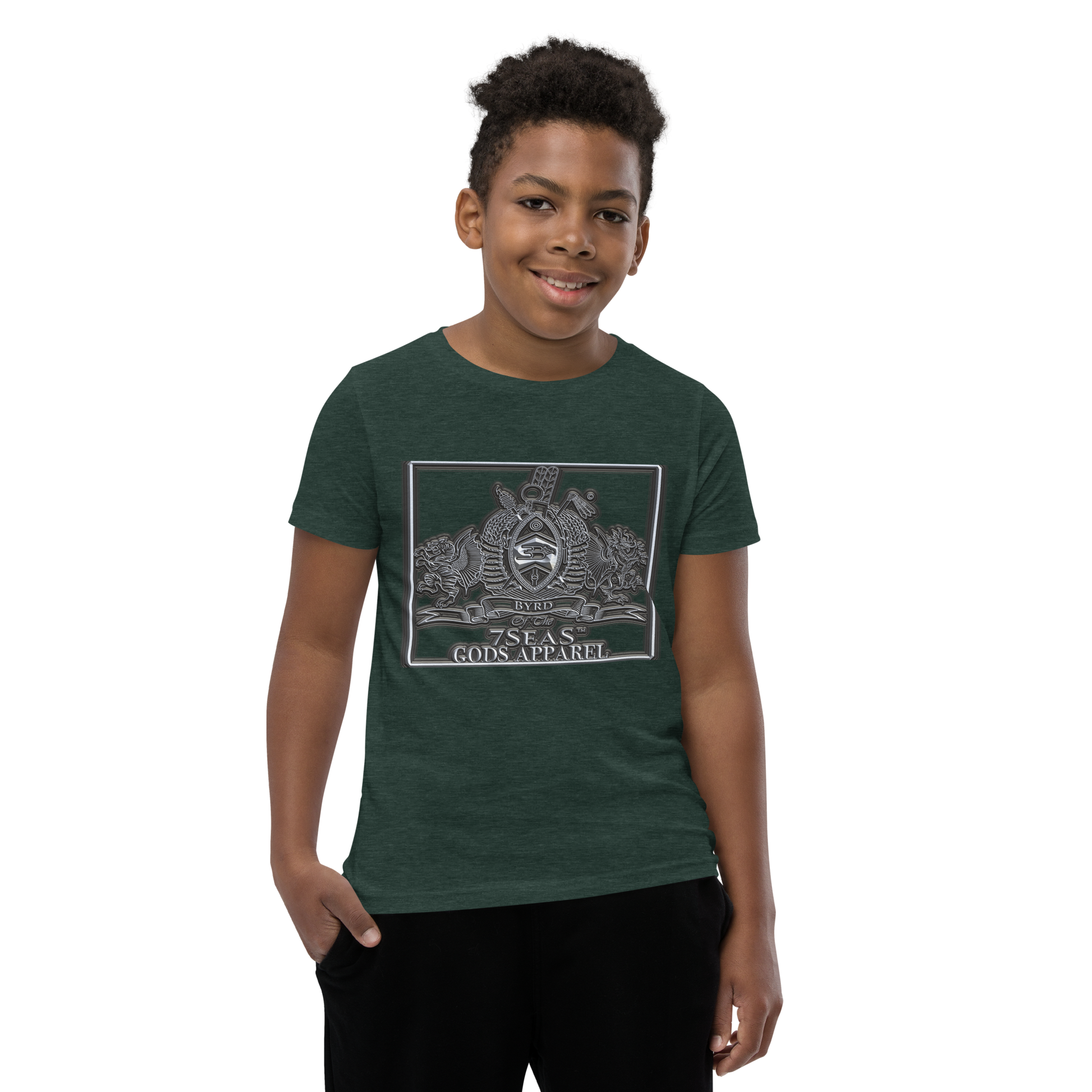 AMUN MIN - Grey - BYRD OF THE 7SEAS GODS APPAREL - Gods/Boys Youth Short Sleeve T-Shirt