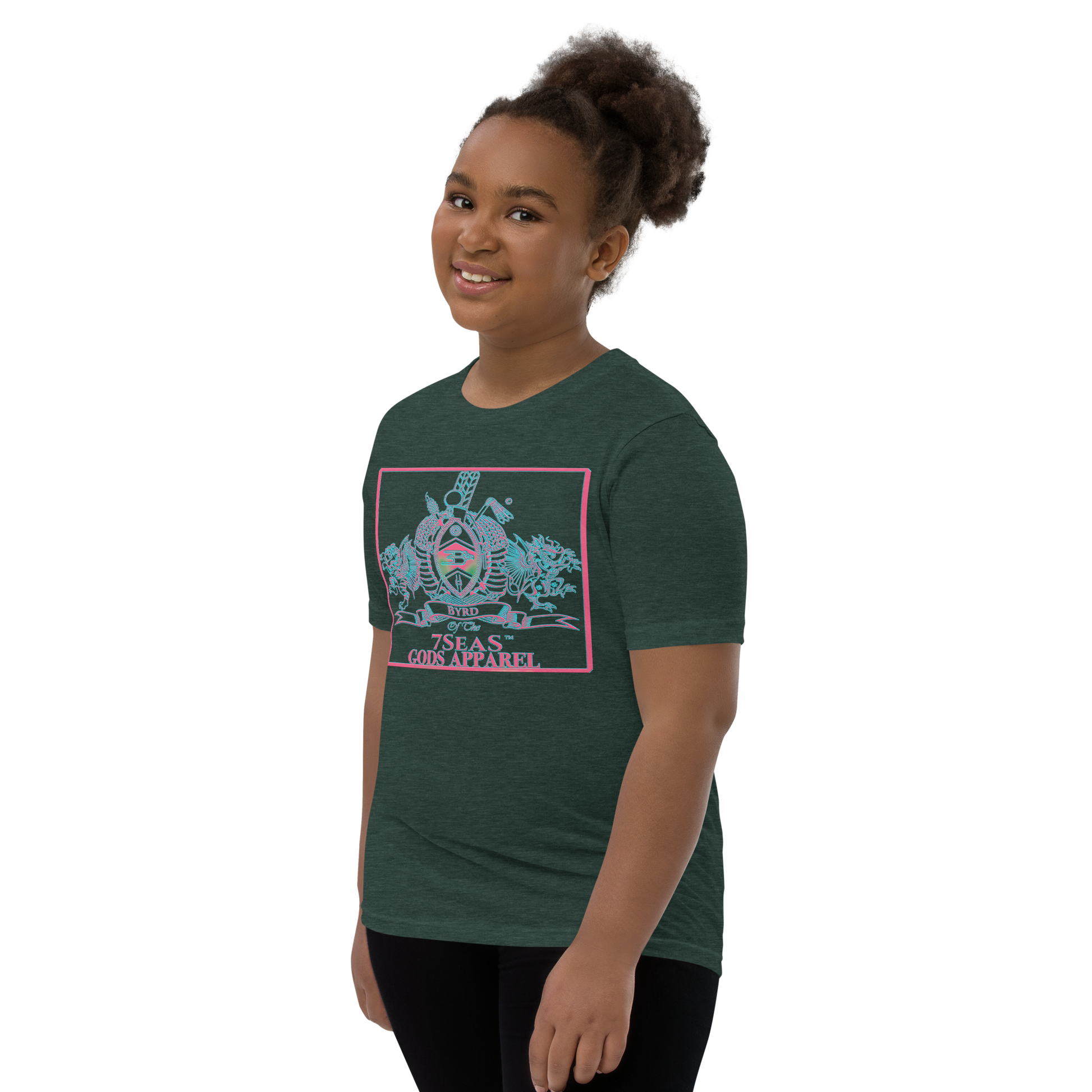 YEMAYA - BYRD OF THE 7SEAS GODS APPAREL - BLUE/PINK - Youth Goddess/Girls Short Sleeve T-Shirt