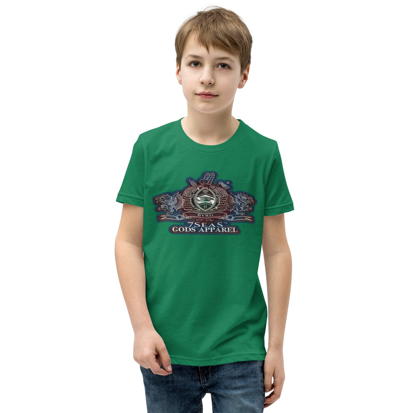 SOBEK - BYRD OF THE 7SEAS GODS APPAREL - BLUE/RED/GREEN - Youth Gods/Boys Short Sleeve T-Shirt